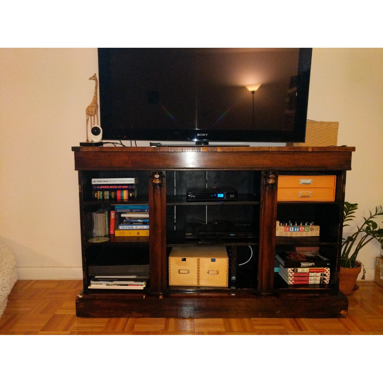 Antique Mid Century Wood Media Console - image-2