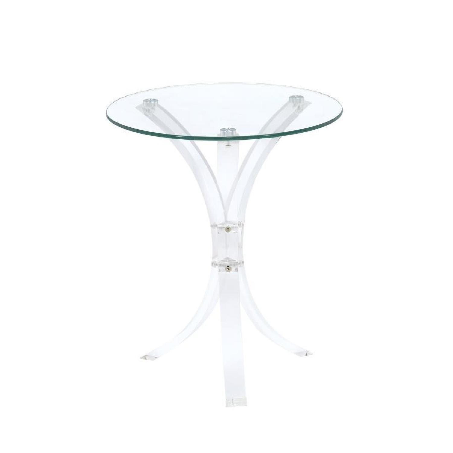 Contemporary Clear Round Glass Top Accent Table AptDeco