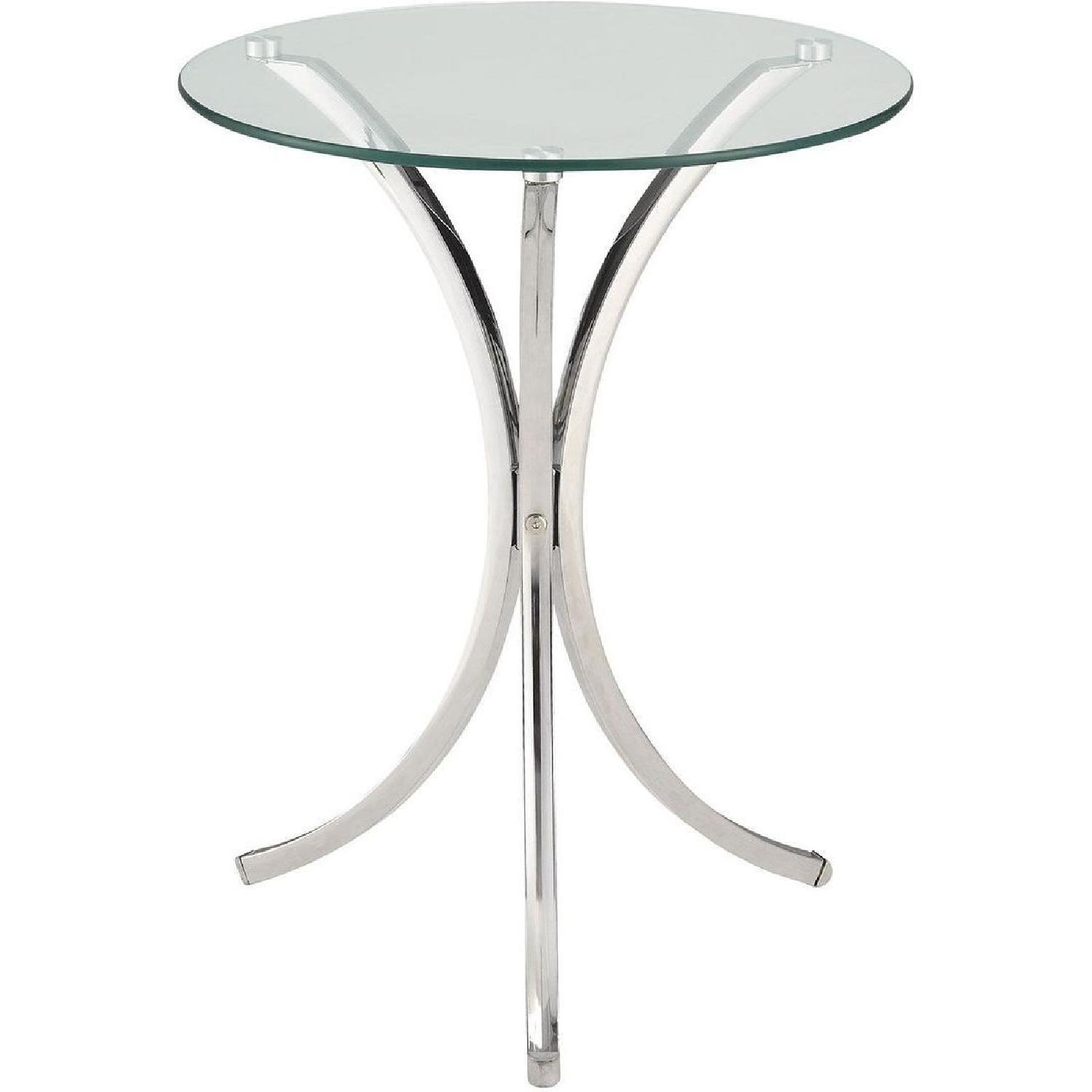 Contemporary Chrome Finish Glass Top Snack Table - image-2