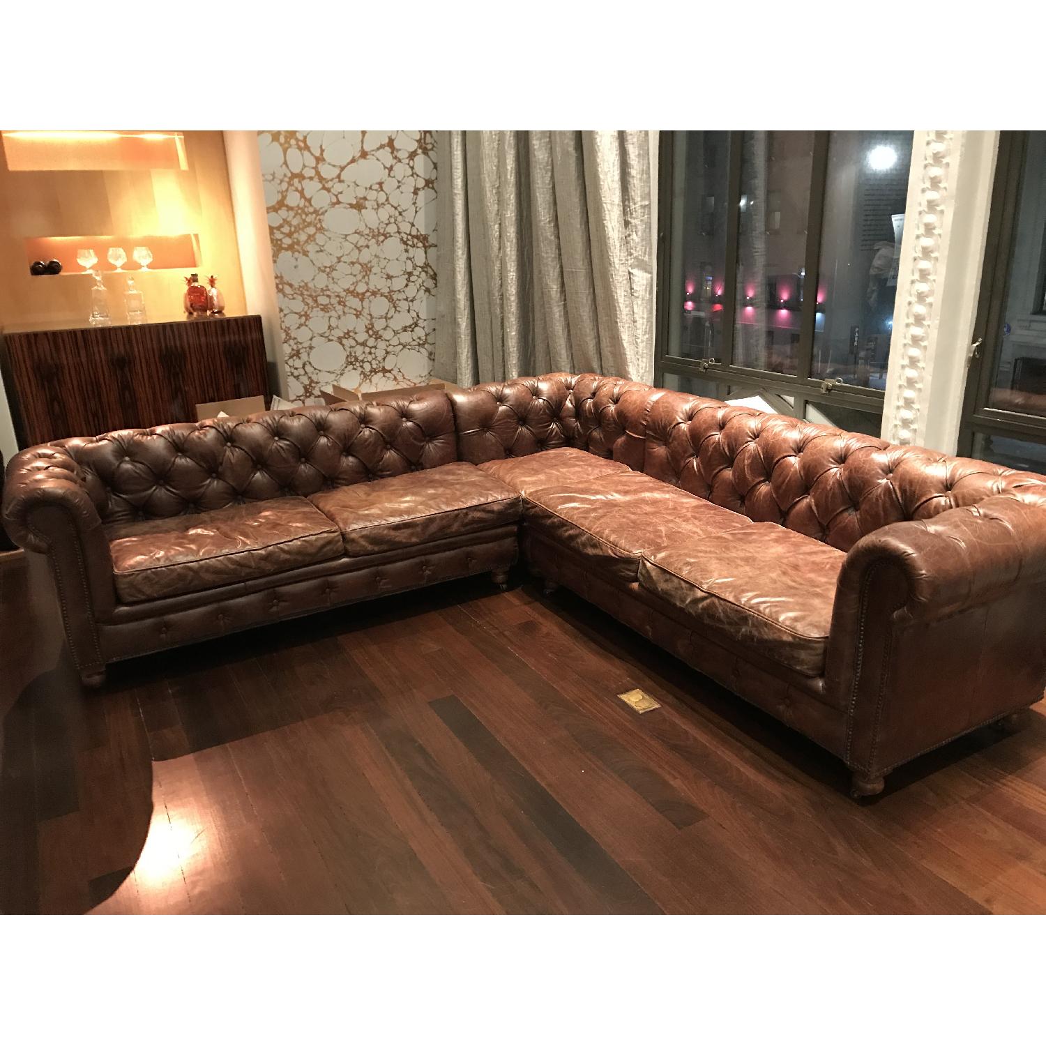 Restoration Hardware Kensington Leather Sectional Sofa - image-1