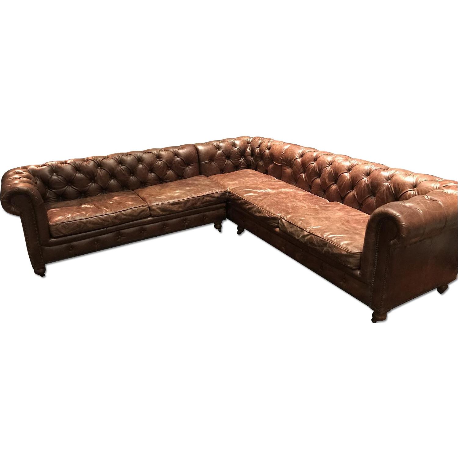 Restoration Hardware Kensington Leather Sectional Sofa AptDeco