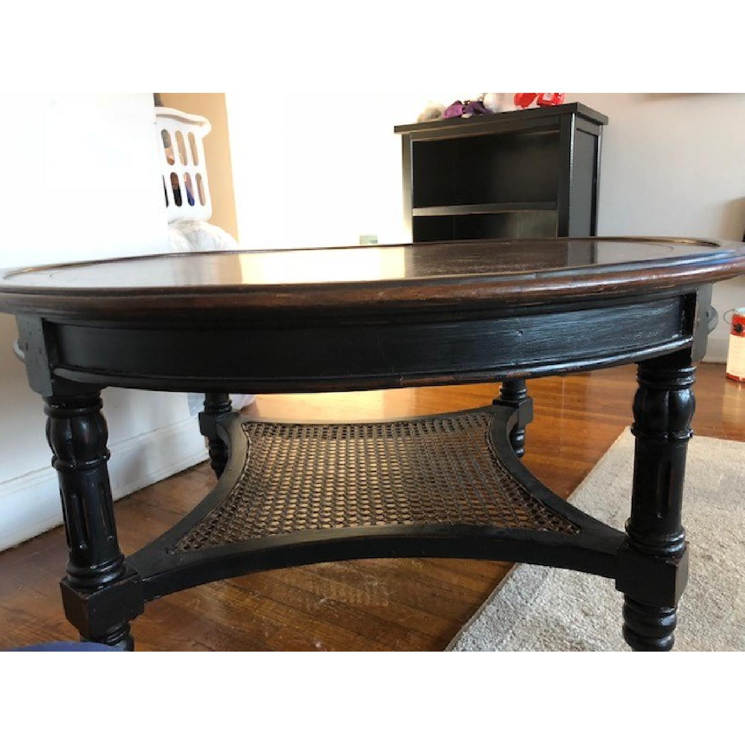 Round Wood Farmhouse Coffee Table AptDeco