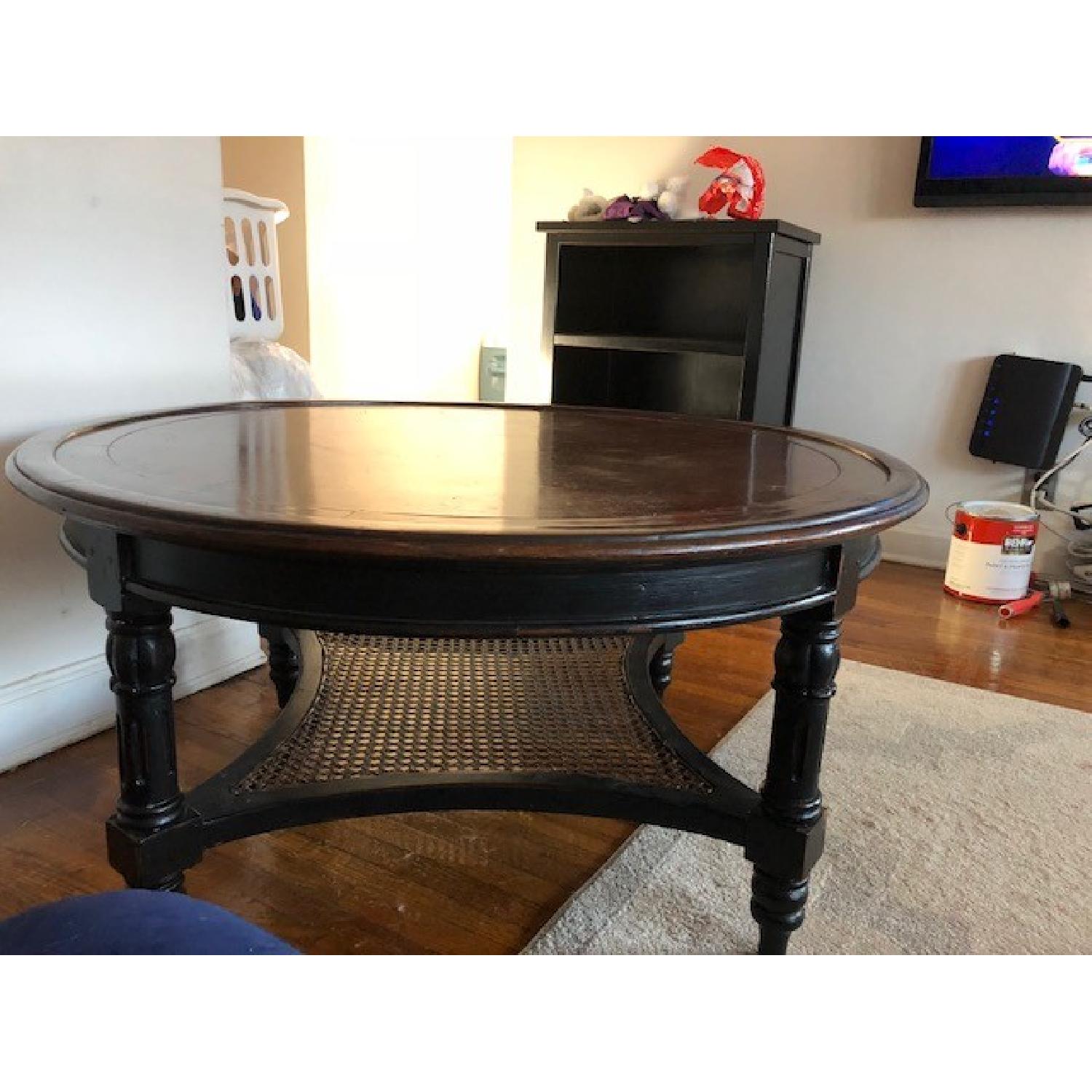Round Wood Farmhouse Coffee Table - image-6