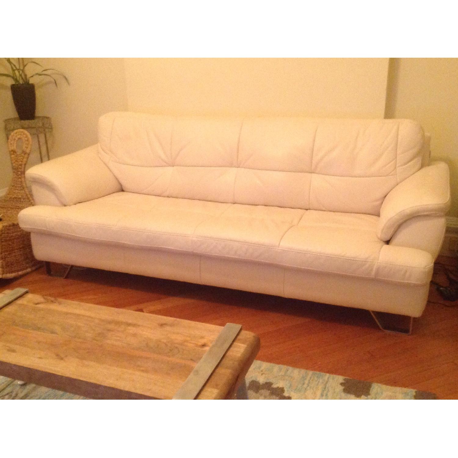 Ashley's Gunter White Leather Sofa - image-1