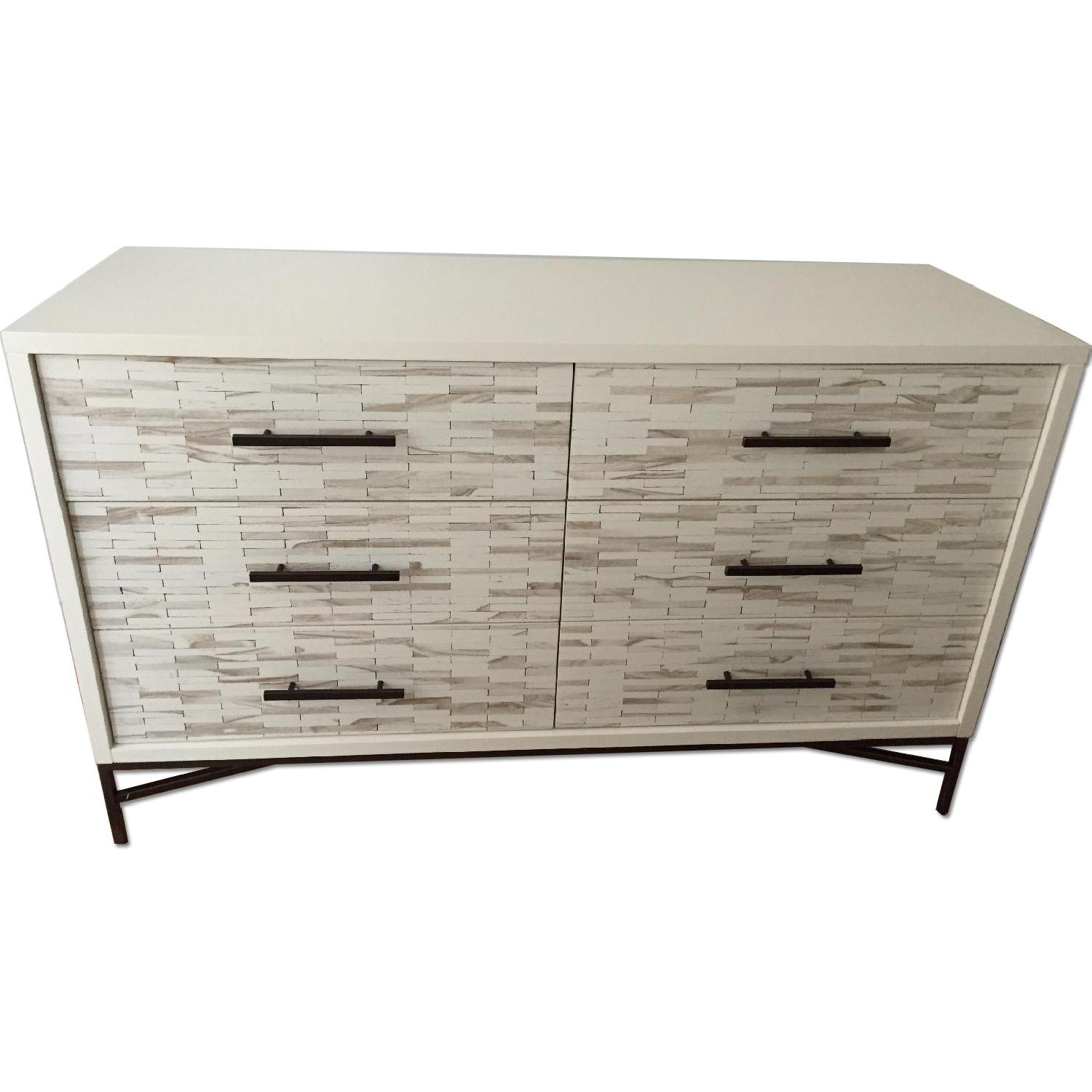West Elm Wood Tiled 6Drawer Dresser in Whitewash AptDeco