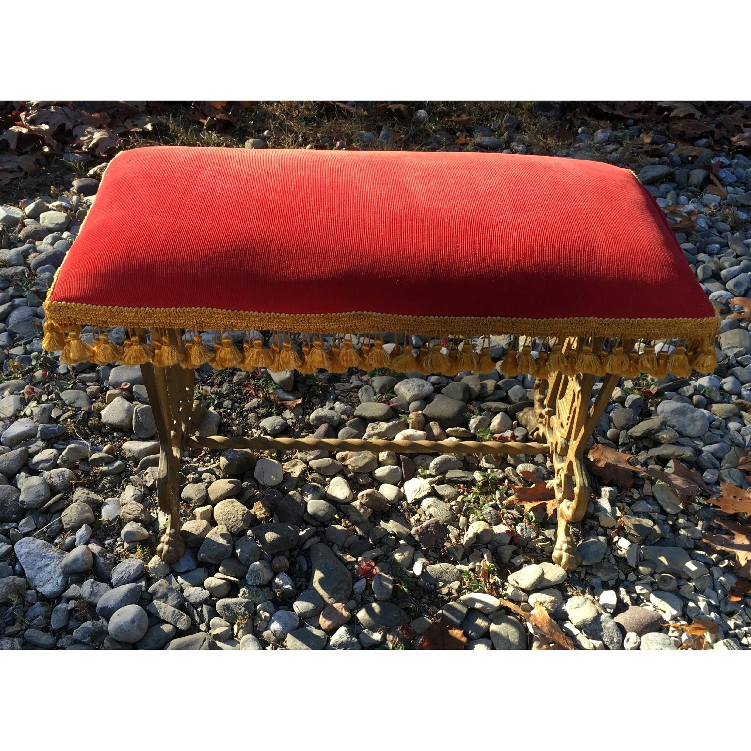 Vintage Red & Gold Piano Bench - image-3