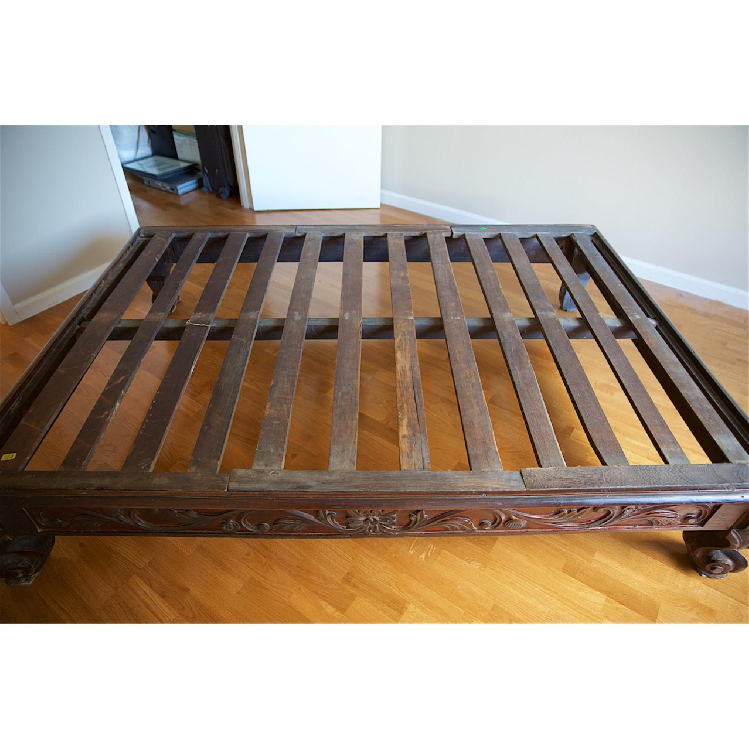 Antique circa Late 1800's Queen Size Platform Bed Frame AptDeco