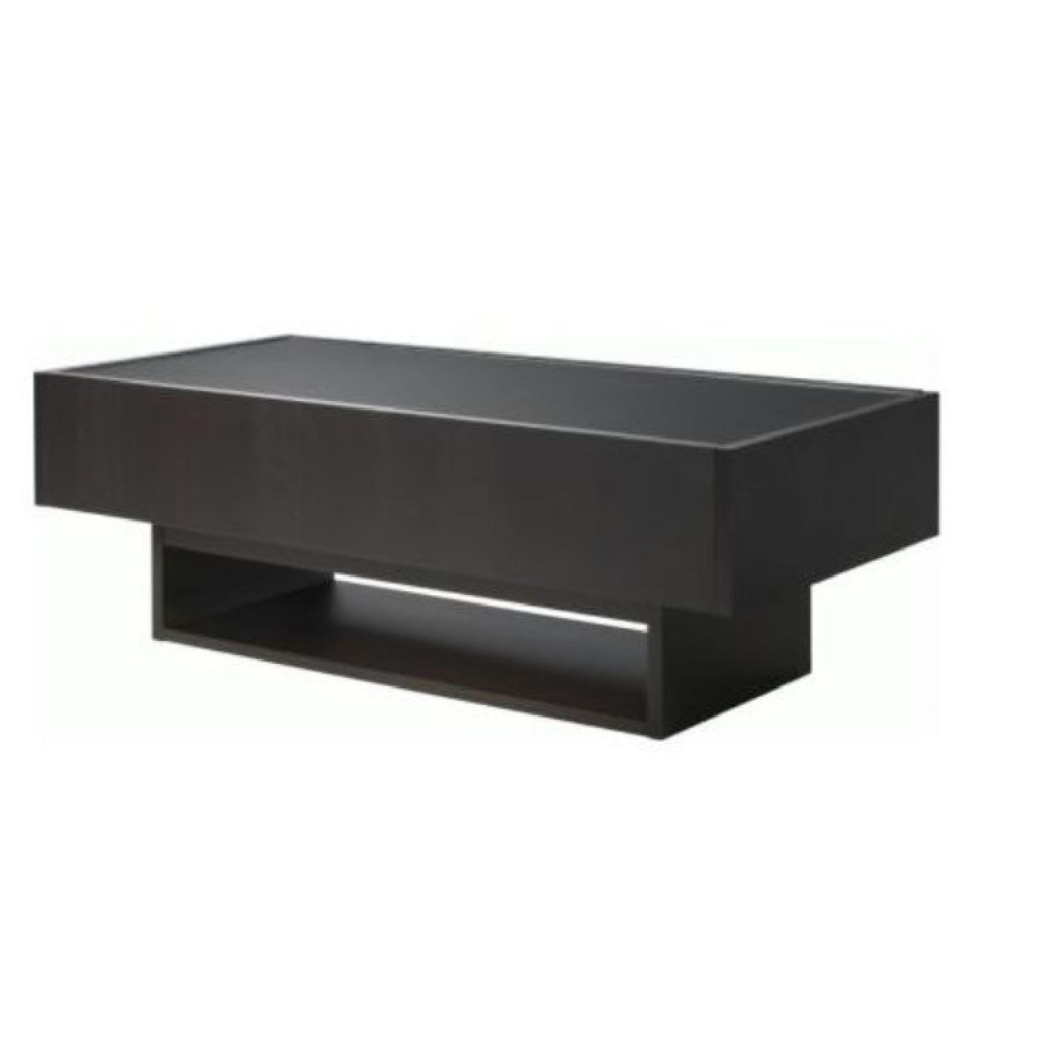 Ikea Ramvik Glass Top Coffee Table w/ Storage AptDeco