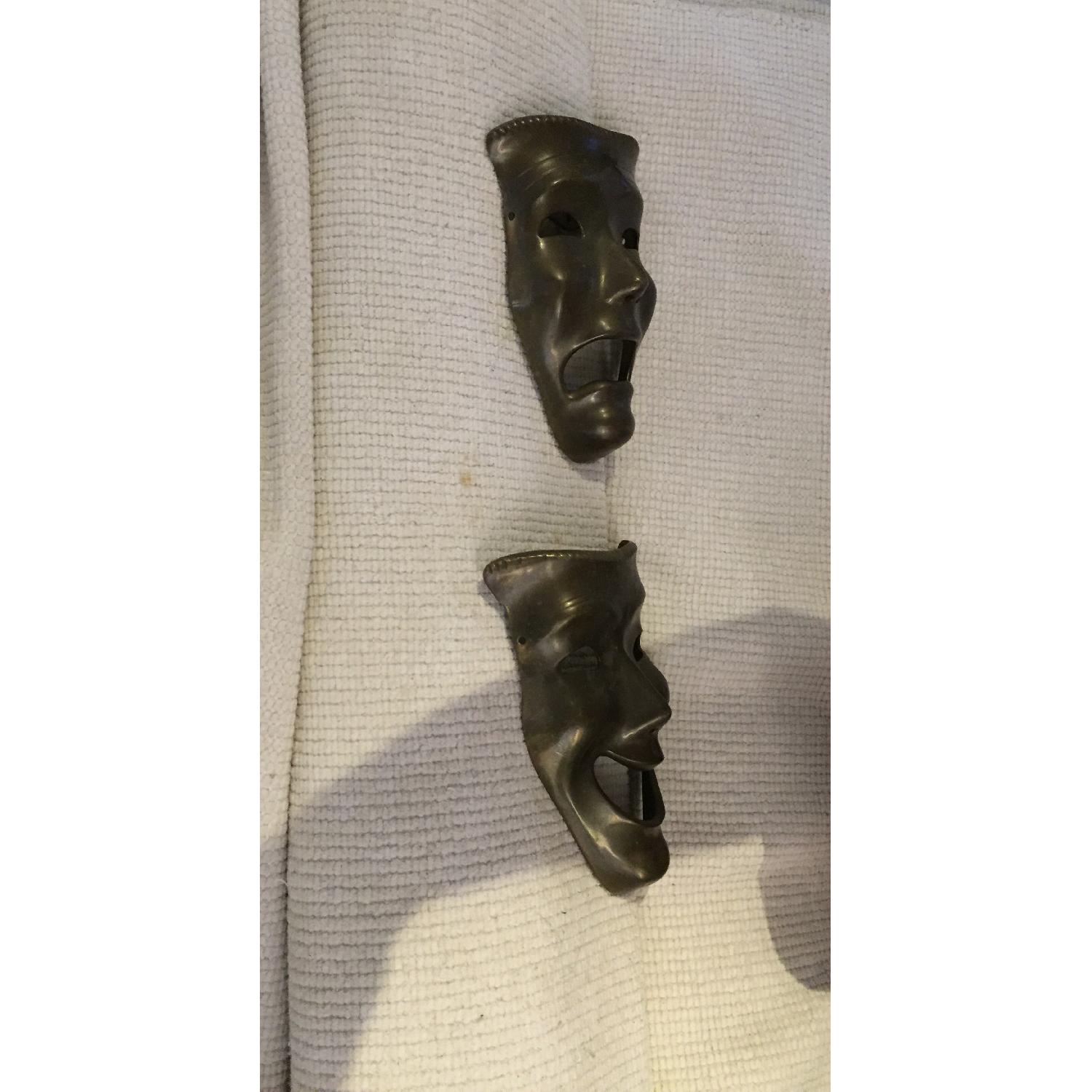 Decor Happy & Sad Face Theater Wall or Table Sculpture Statues - Pair - image-1