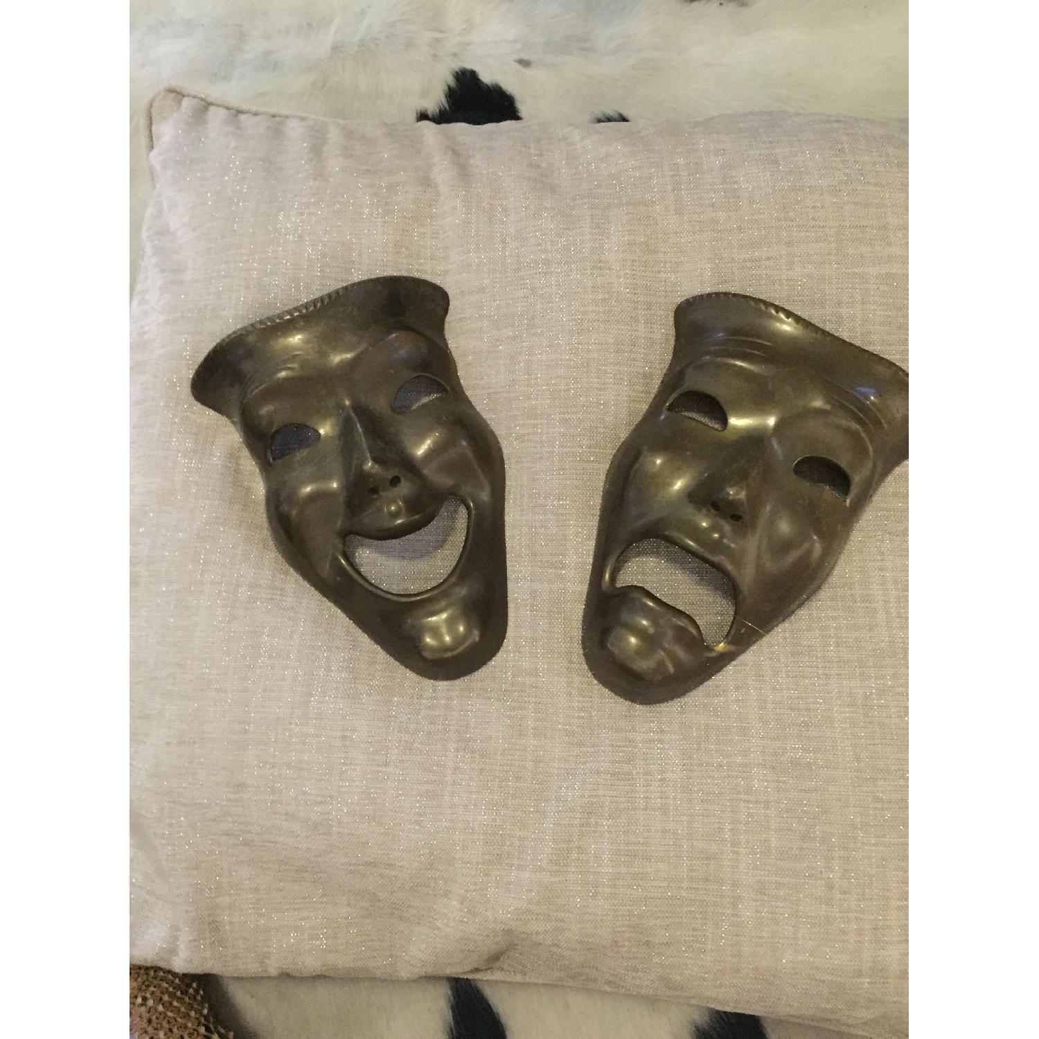 Decor Happy & Sad Face Theater Wall or Table Sculpture Statues - Pair - image-3