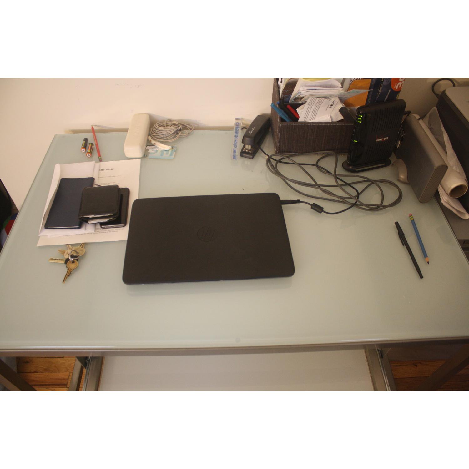 CB2 Glass Desk with Drawer for Storage/Keyboard - image-4