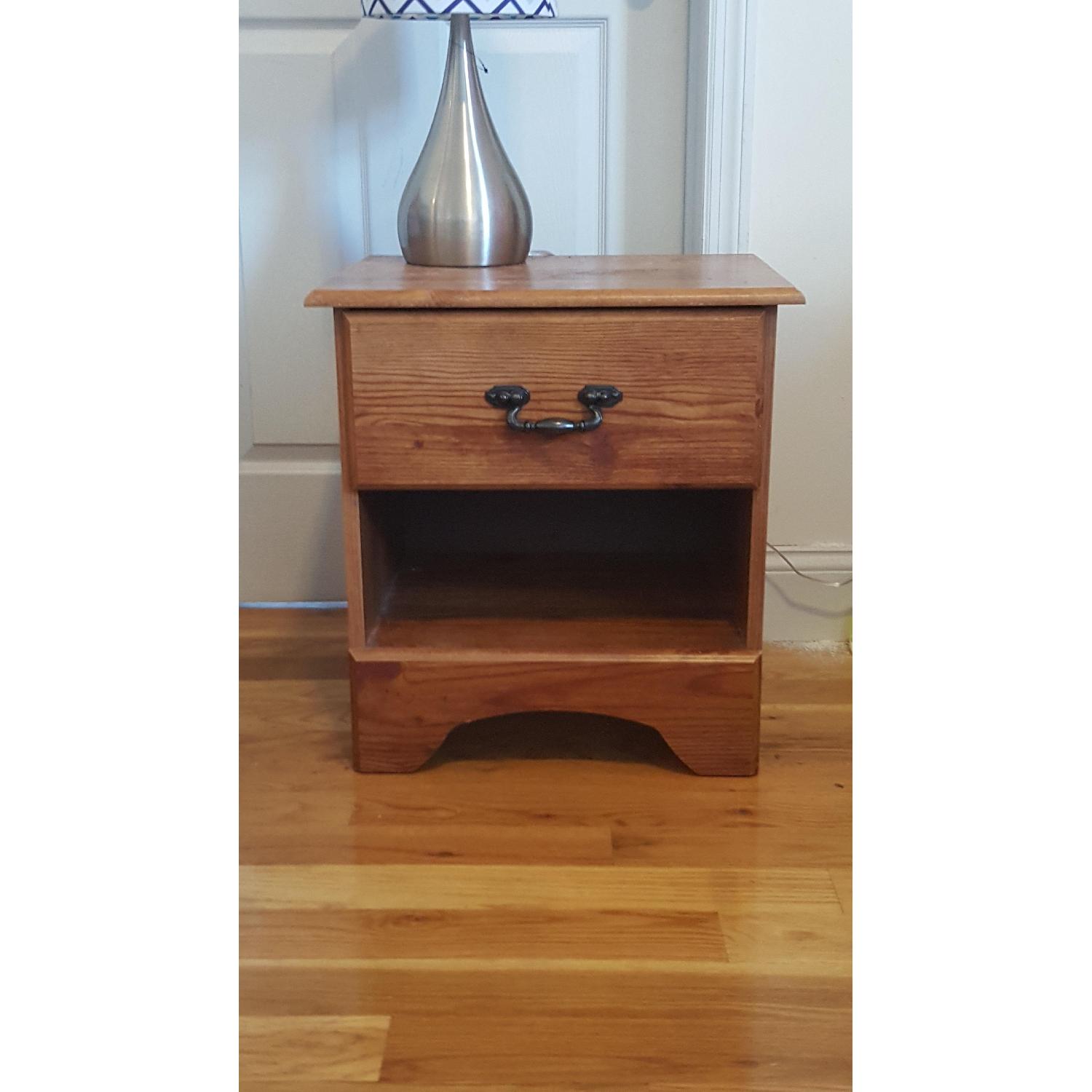 Natural Wood Nightstand - image-1