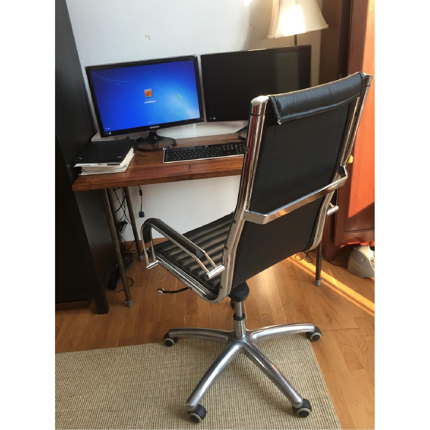 Custom Reclaimed Wood Desk with Pipe Legs & Task Chair AptDeco