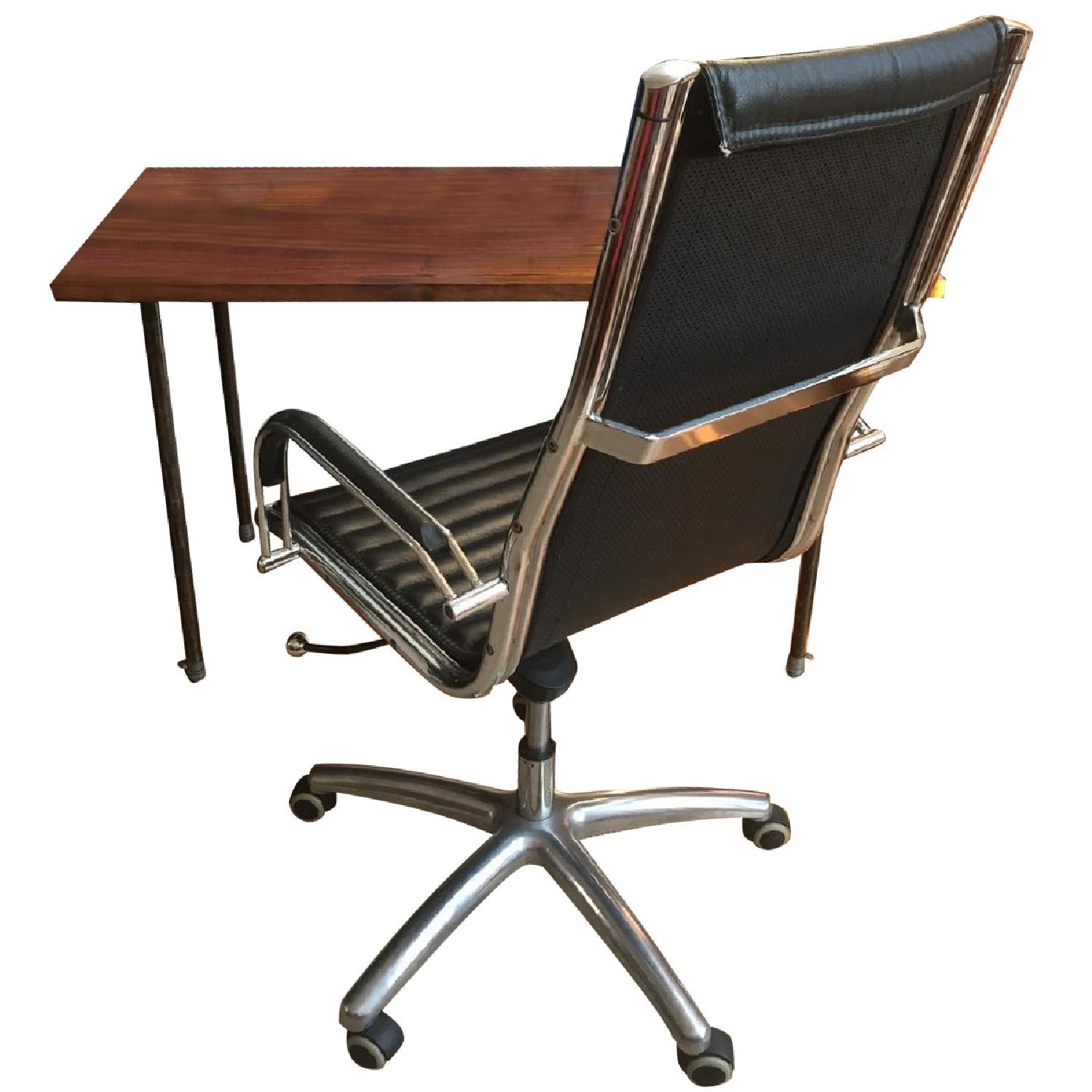 Custom Reclaimed Wood Desk with Pipe Legs & Task Chair AptDeco