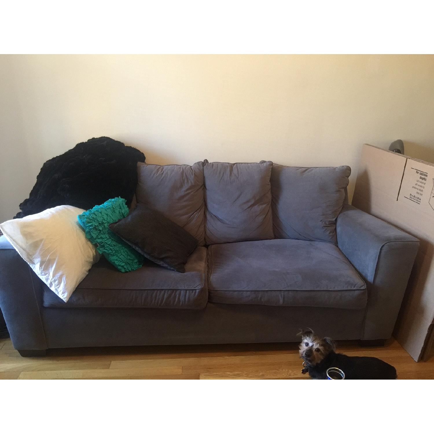 Bob's Furniture Grey Suede Sofa - image-1