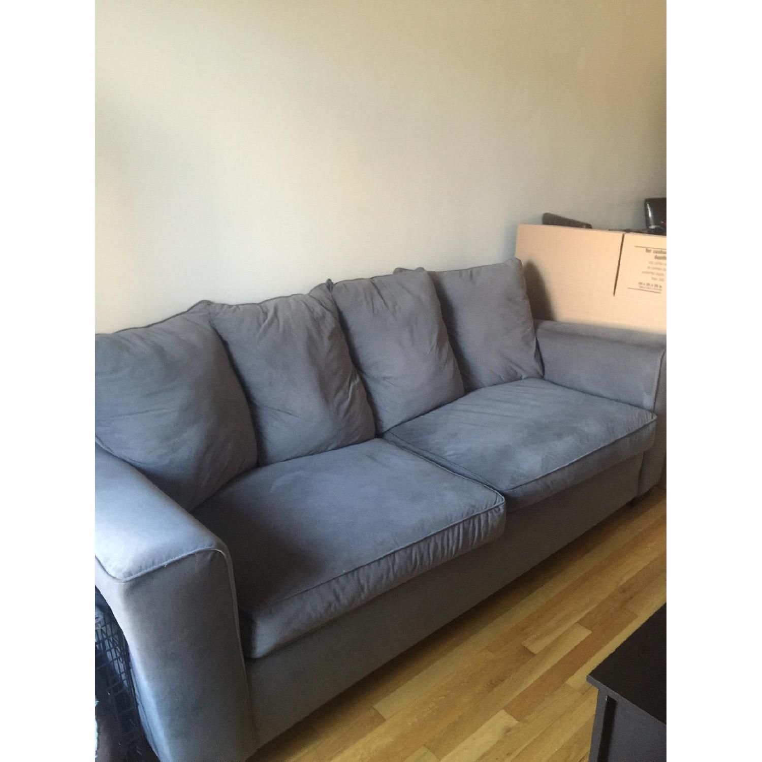 Bob's Furniture Grey Suede Sofa - image-3