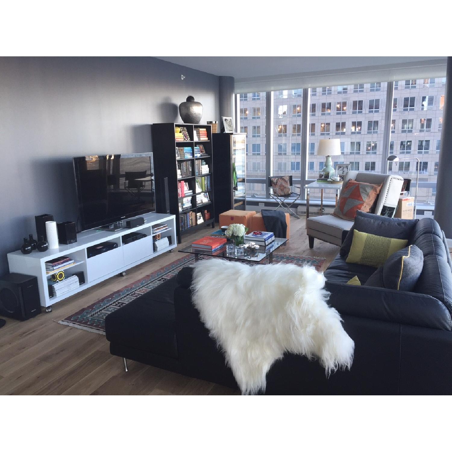 Ikea Black Leather Sectional - image-2