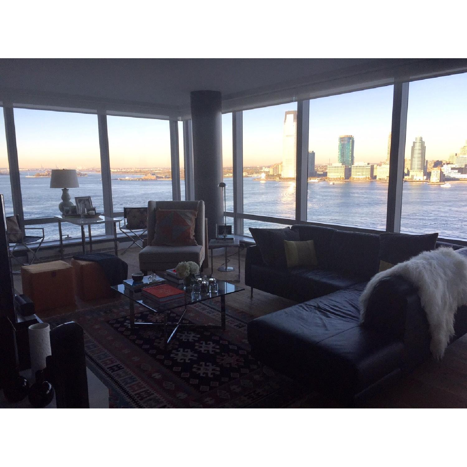 Ikea Black Leather Sectional - image-3