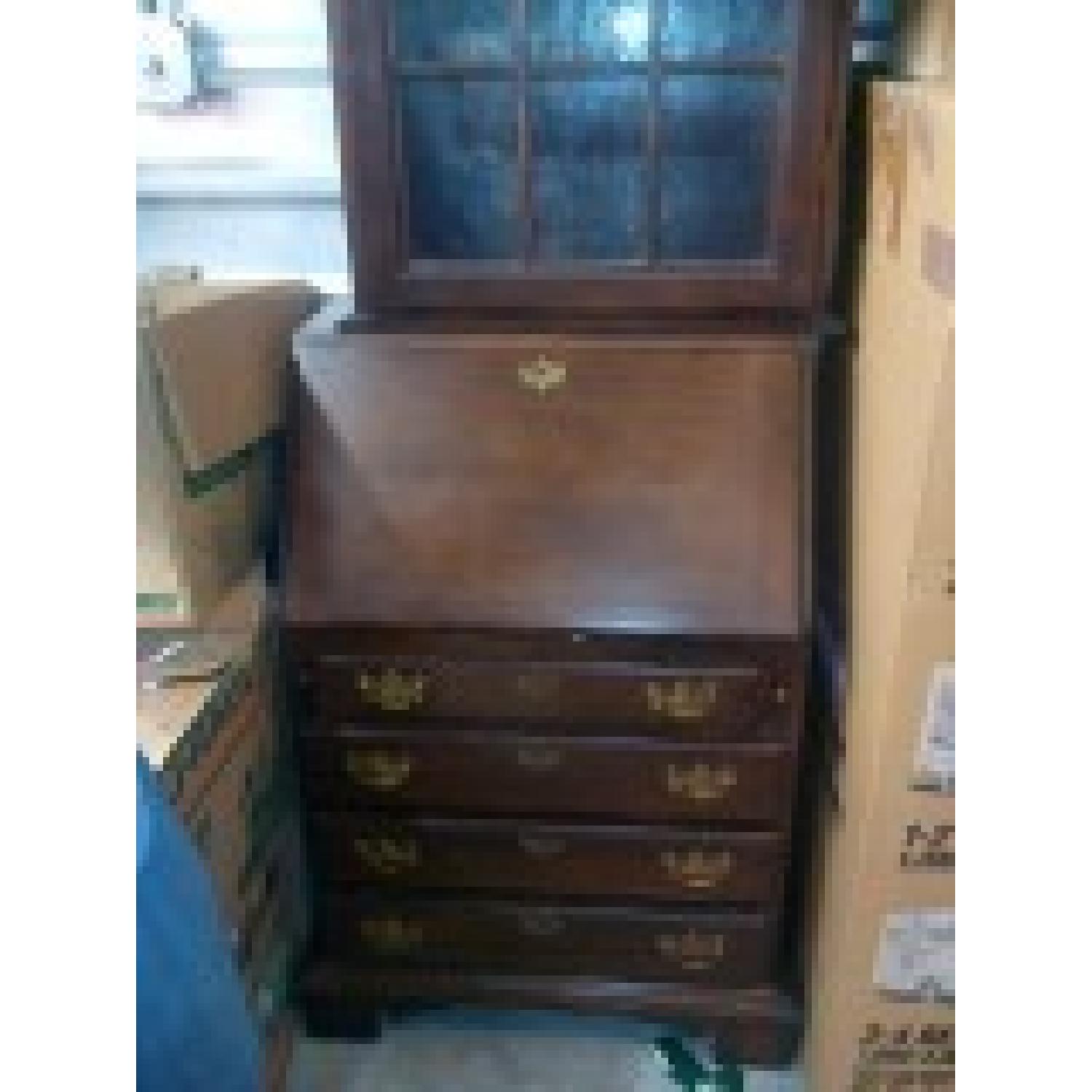 Vintage Secretary Desk w/ High Backed Chair + 2 Cabinets - image-1