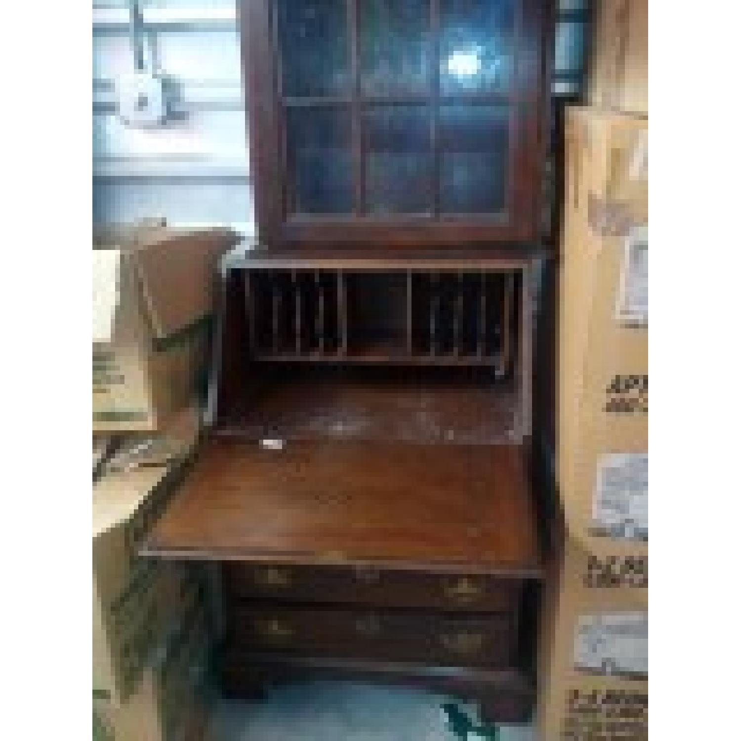 Vintage Secretary Desk w/ High Backed Chair + 2 Cabinets - image-2