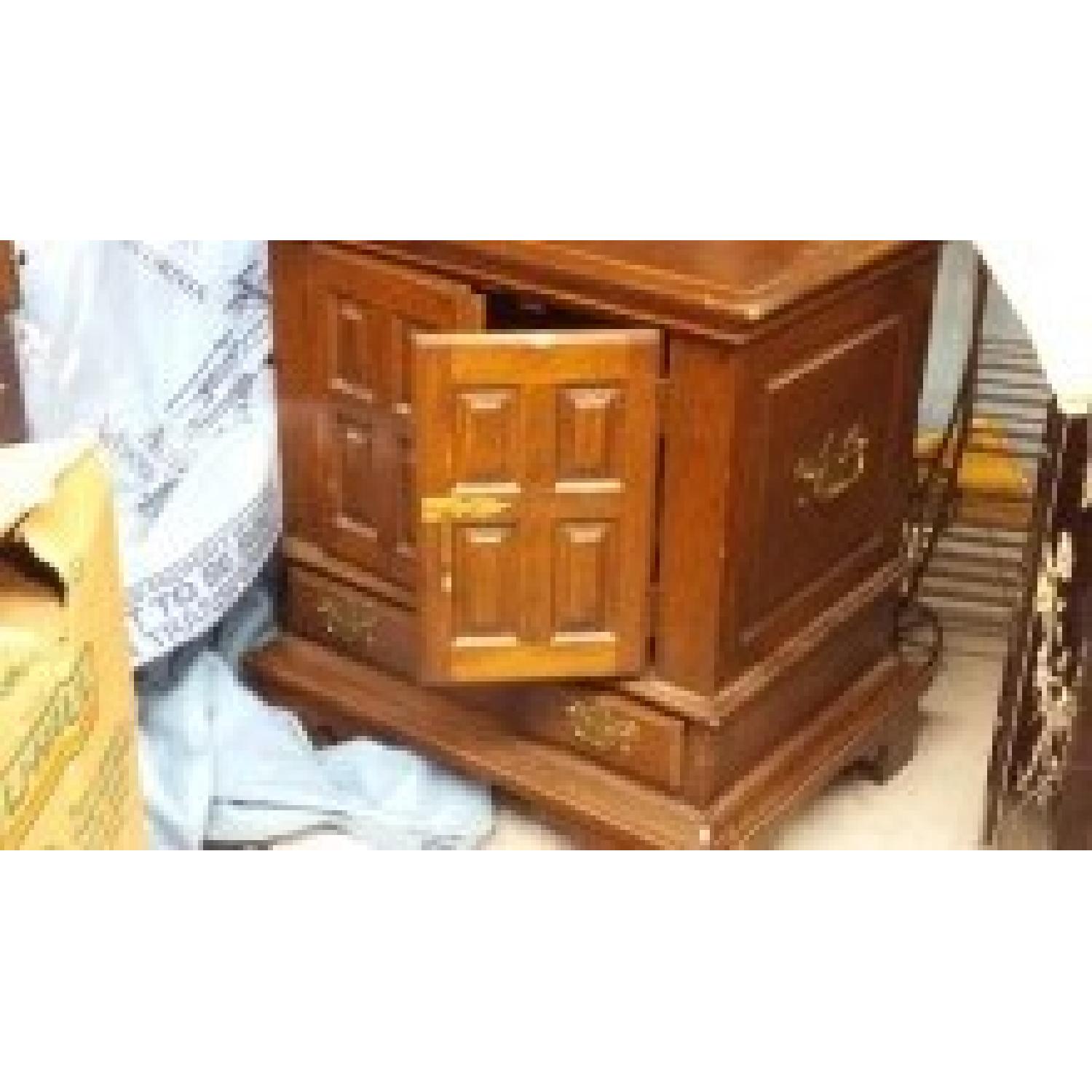 Vintage Secretary Desk w/ High Backed Chair + 2 Cabinets - image-5