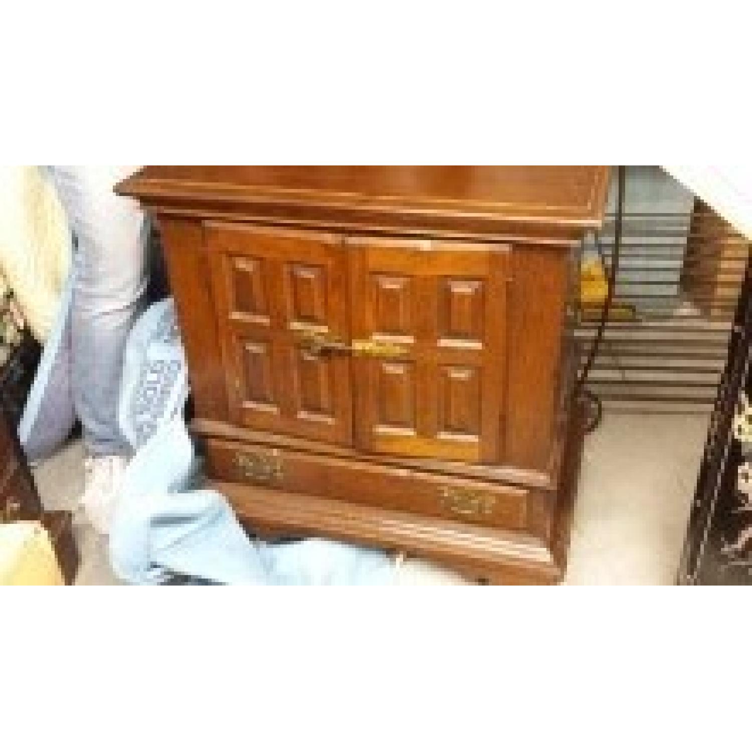 Vintage Secretary Desk w/ High Backed Chair + 2 Cabinets - image-6