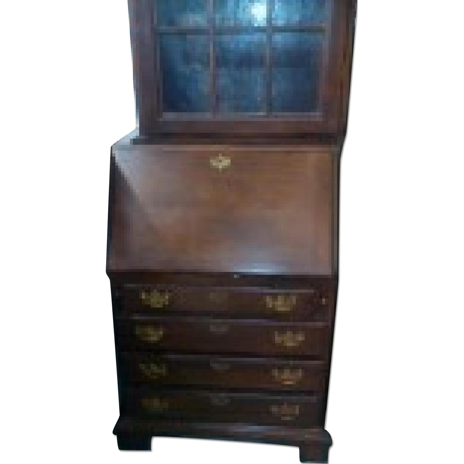 Vintage Secretary Desk w/ High Backed Chair + 2 Cabinets - image-0