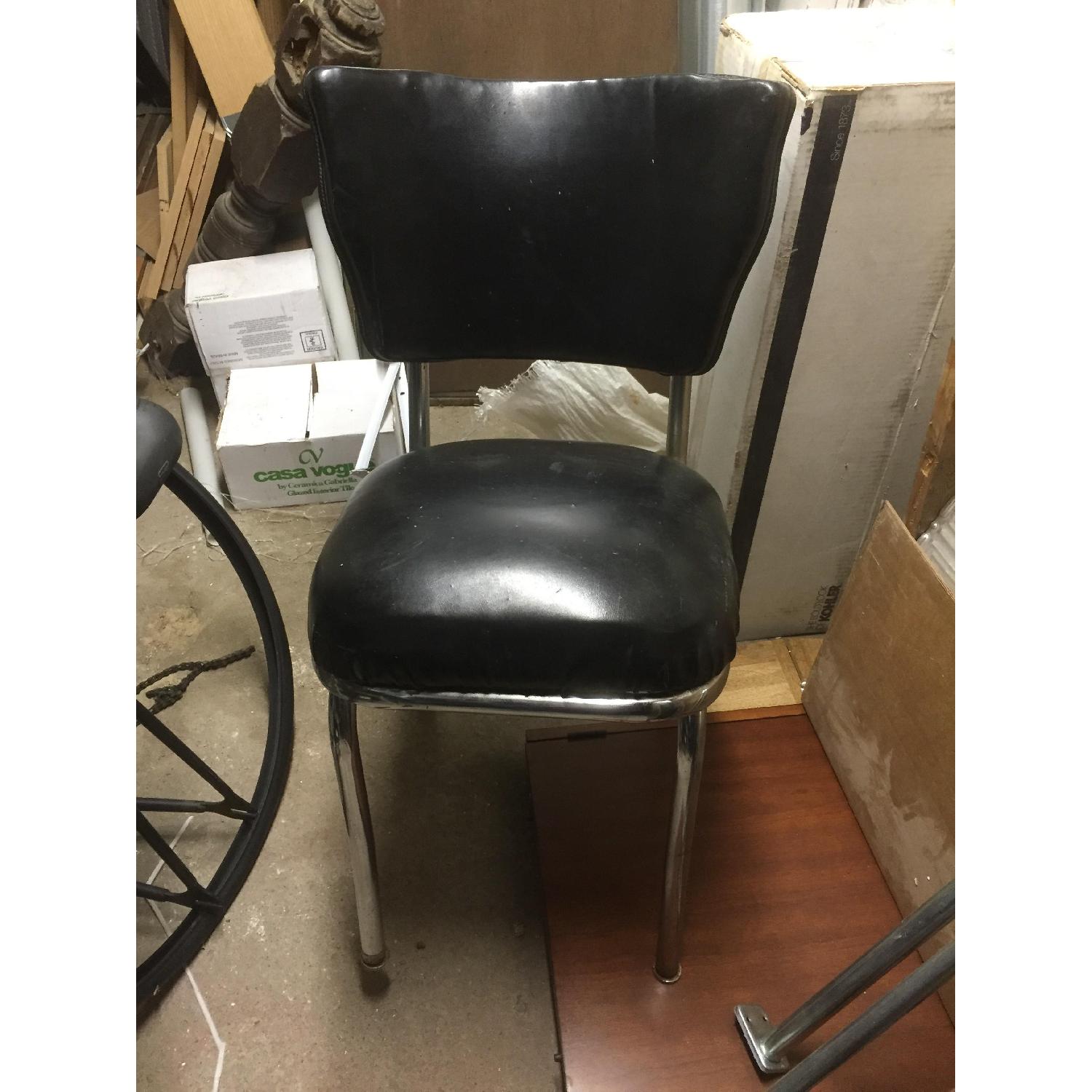 Vintage 1950s Mid Century Black Vinyl Chrome Kitchen Chairs AptDeco