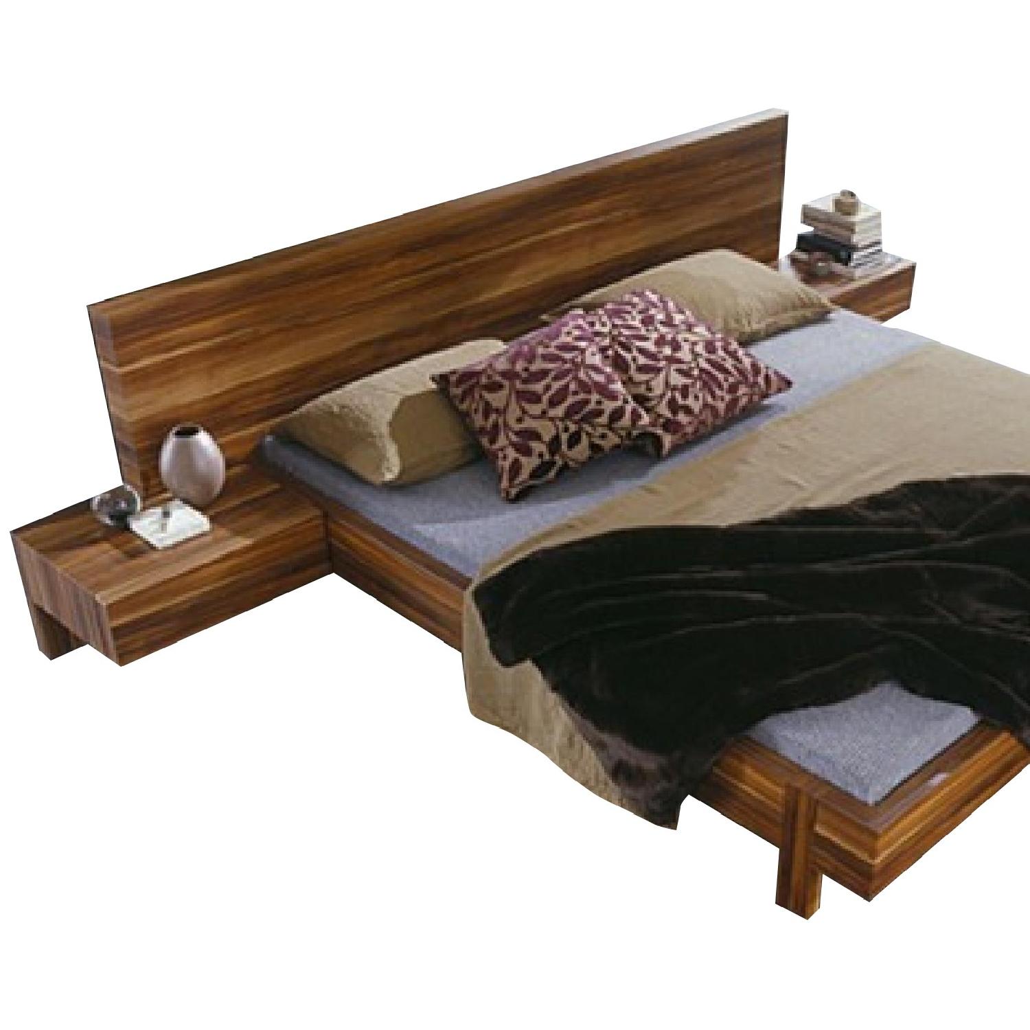 Rossetto Gap Collection Walnut Queen Platform Bed w/ Nighstands - image-0