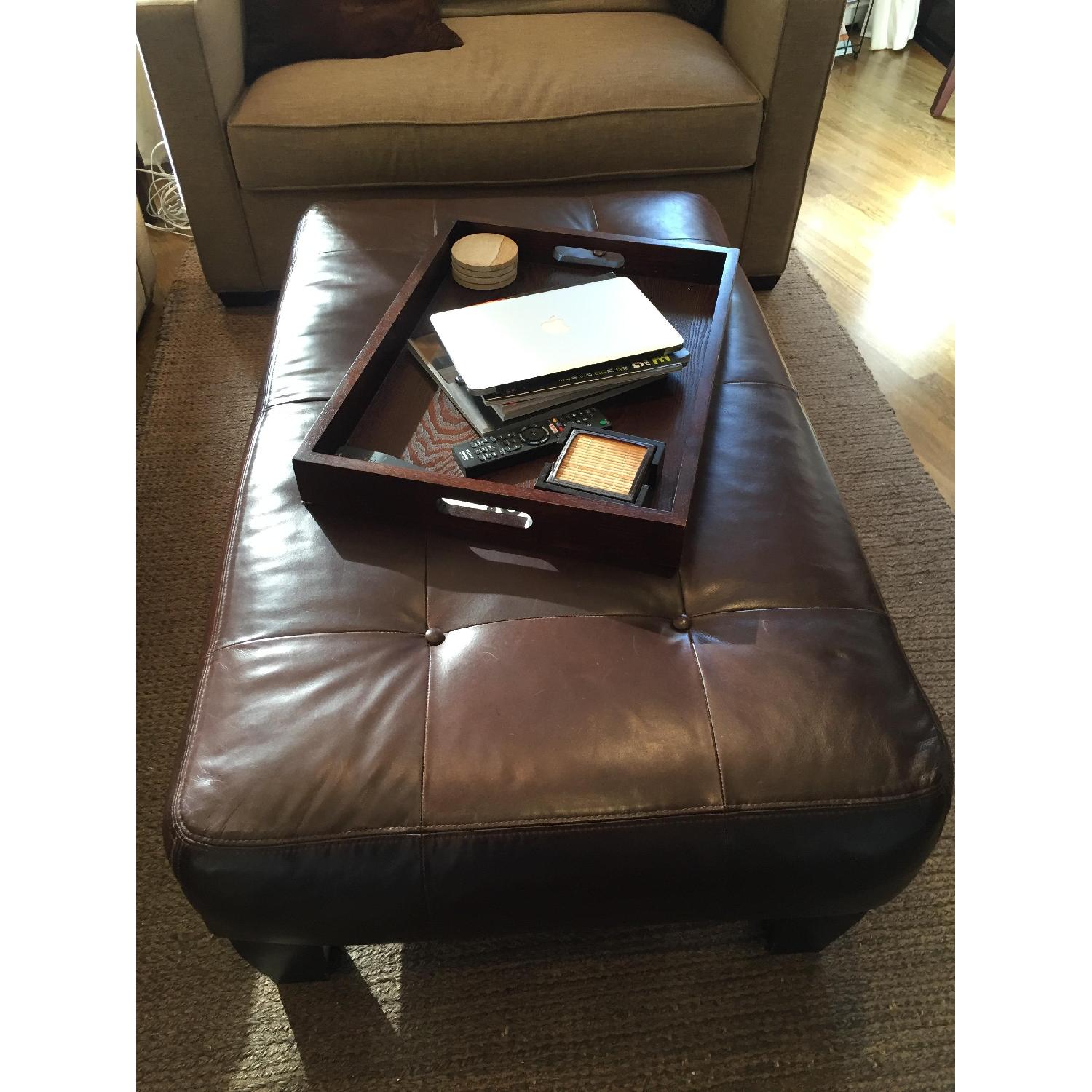 Pottery Barn Oversized Leather Ottoman - image-1