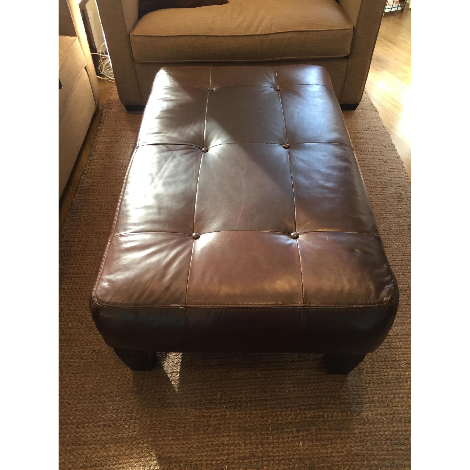 Pottery Barn Oversized Leather Ottoman - image-2