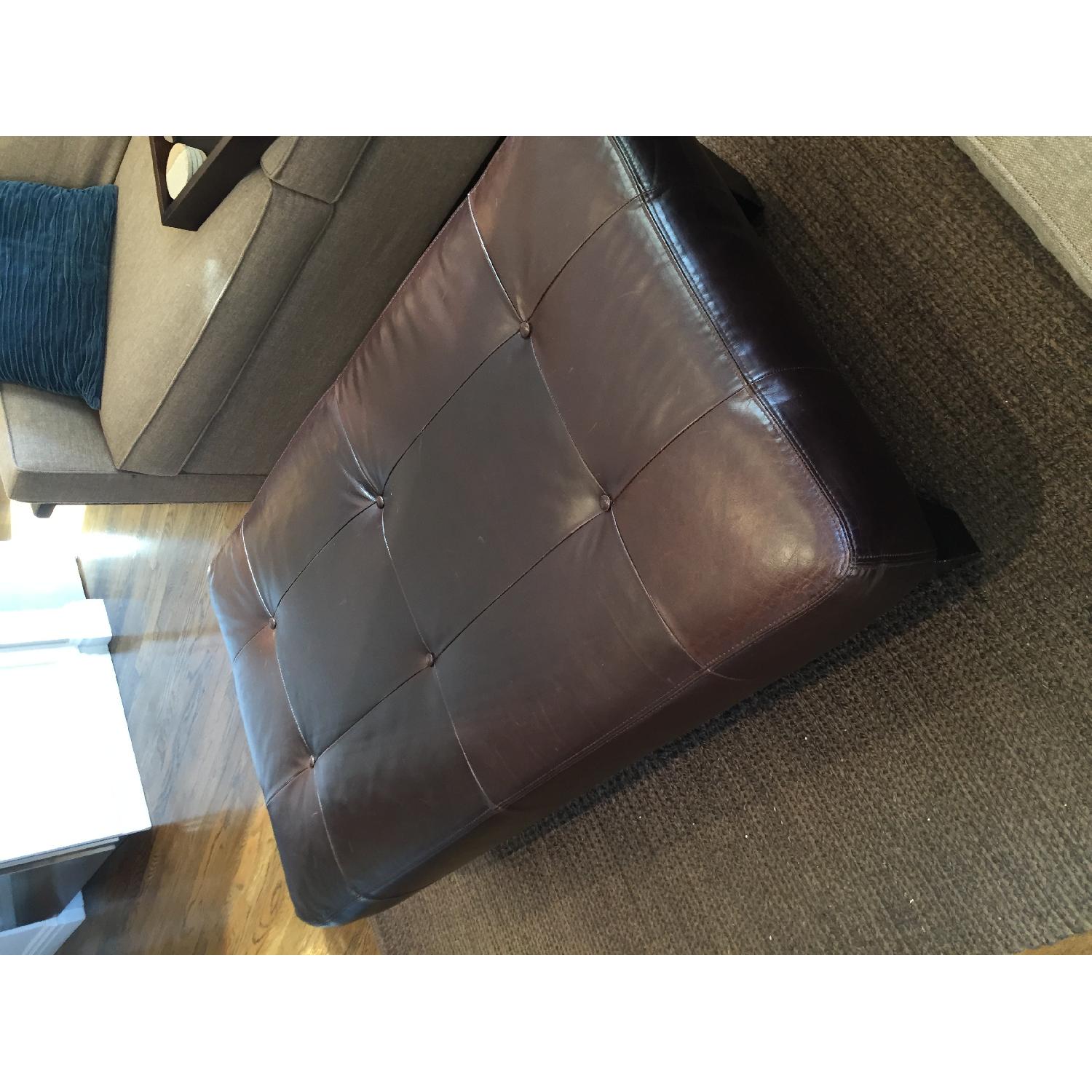 Pottery Barn Oversized Leather Ottoman - image-3