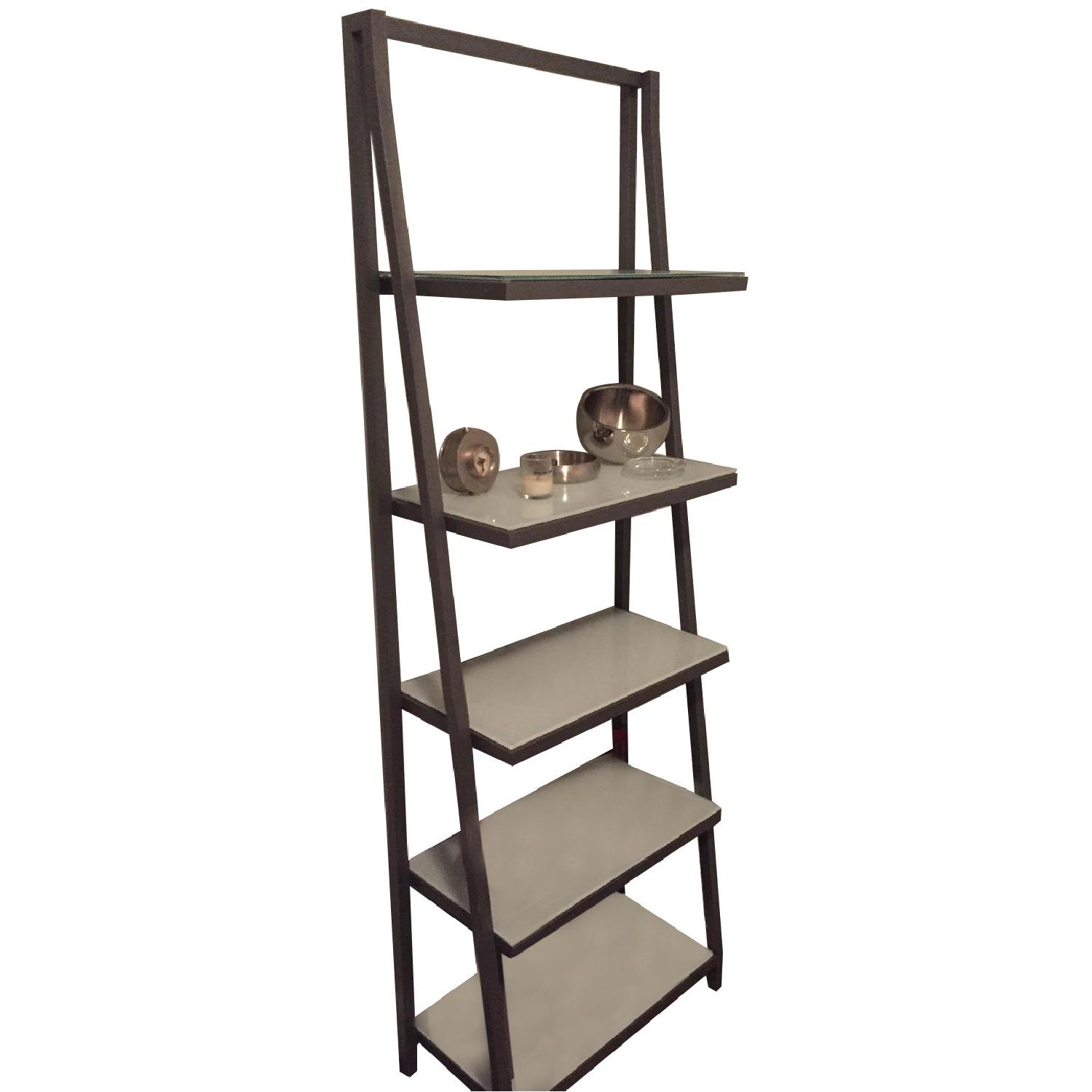 CB2 White Glass Shelving Unit AptDeco