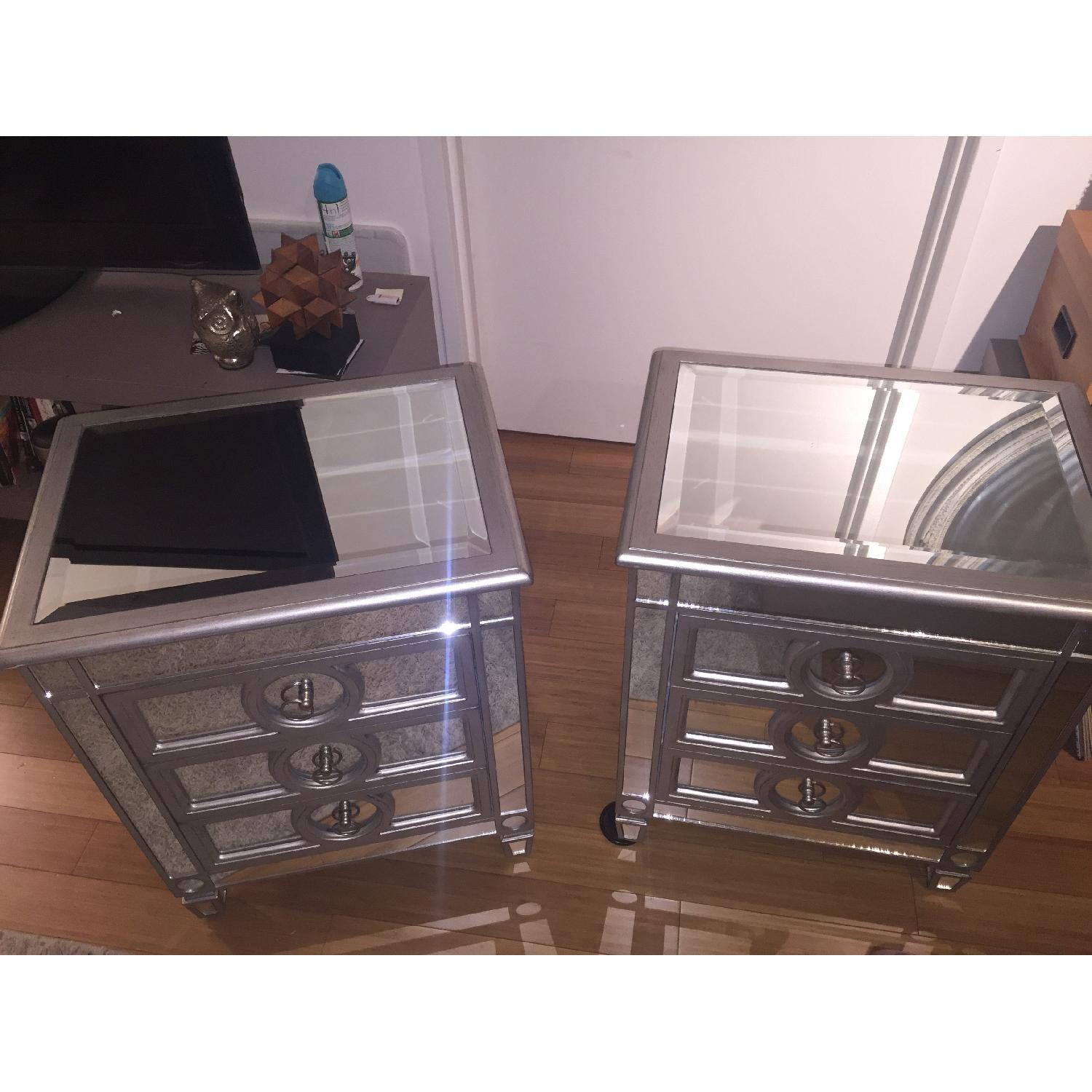 Monarch Specialties Mirrored Nightstands/Accent Tables - Pair - image-1