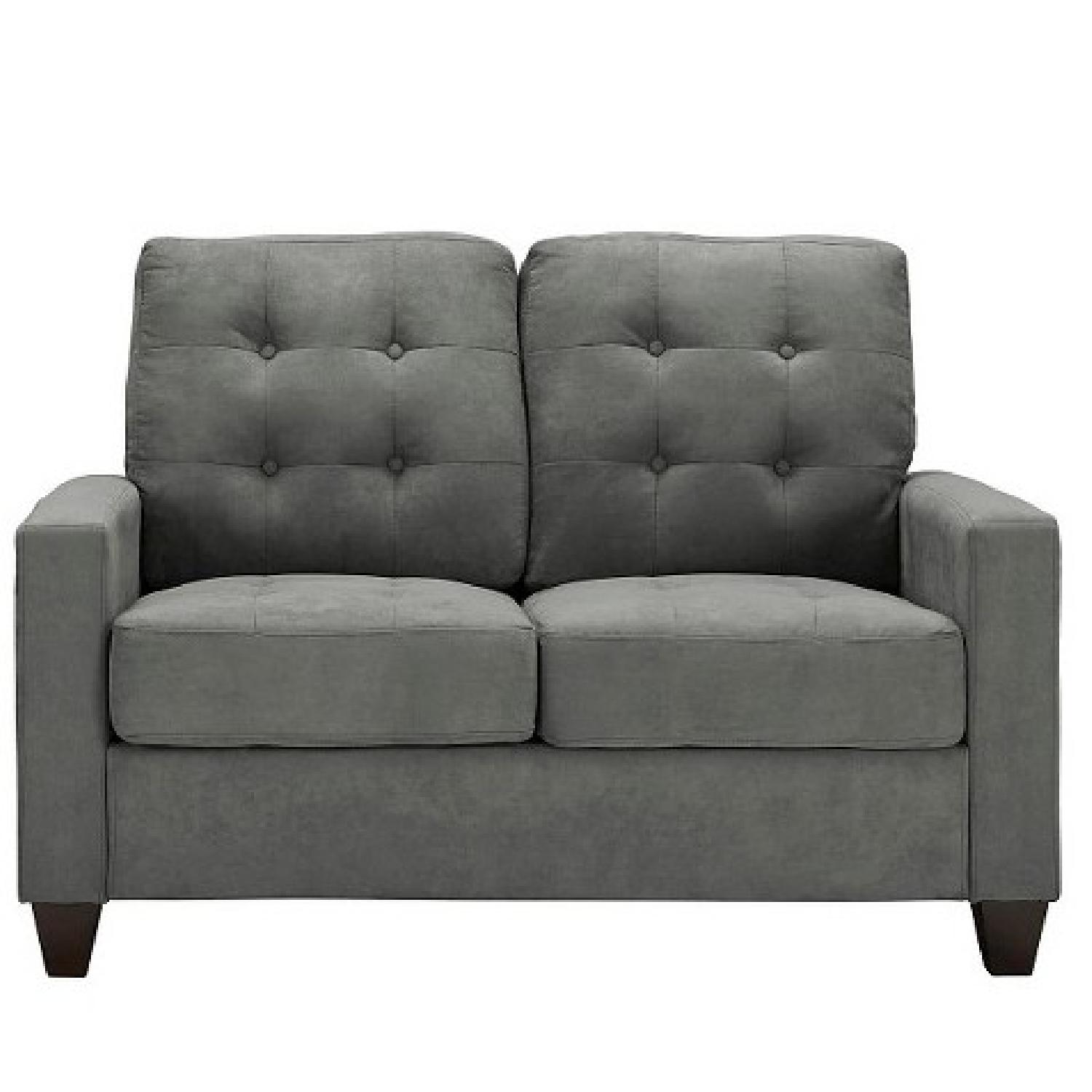 Target Gray Tufted Loveseat - image-0