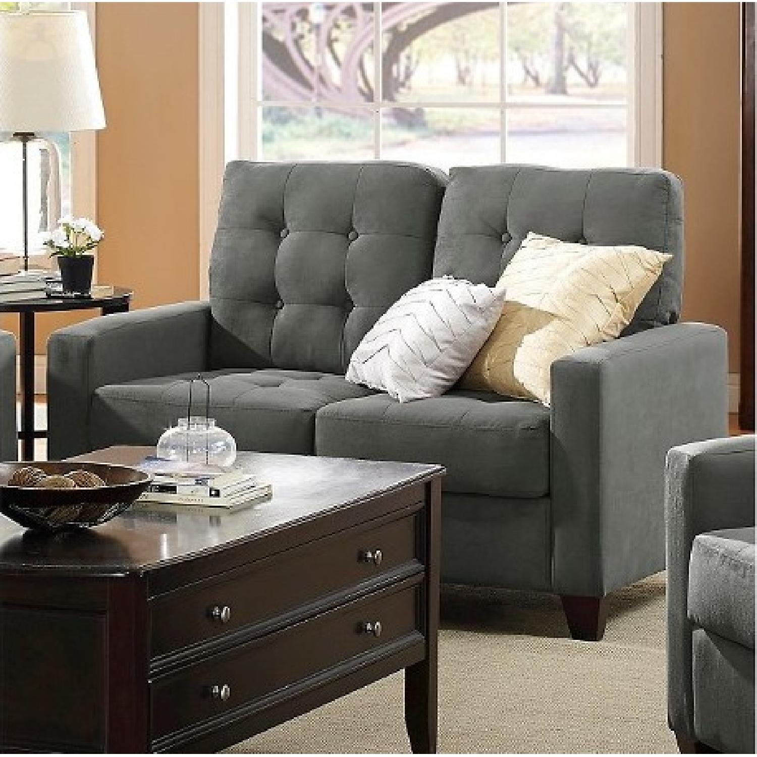 Target Gray Tufted Loveseat - image-2
