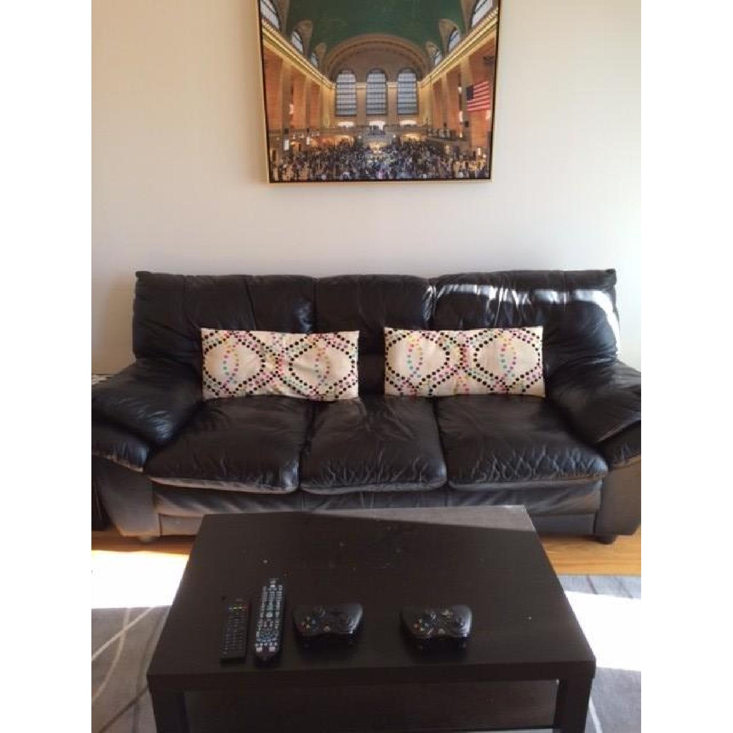 Black Leather Sleeper Sofa - image-1