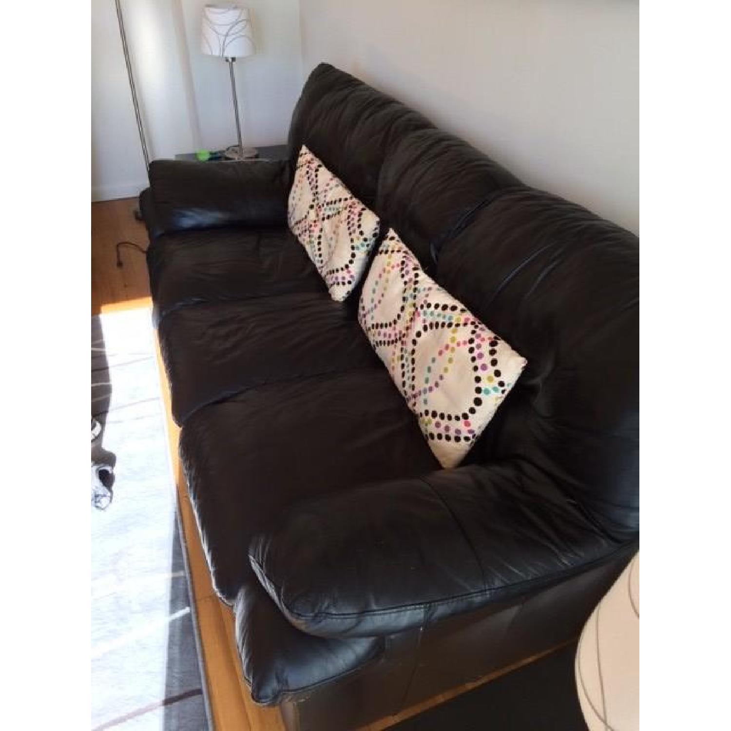 Black Leather Sleeper Sofa - image-3