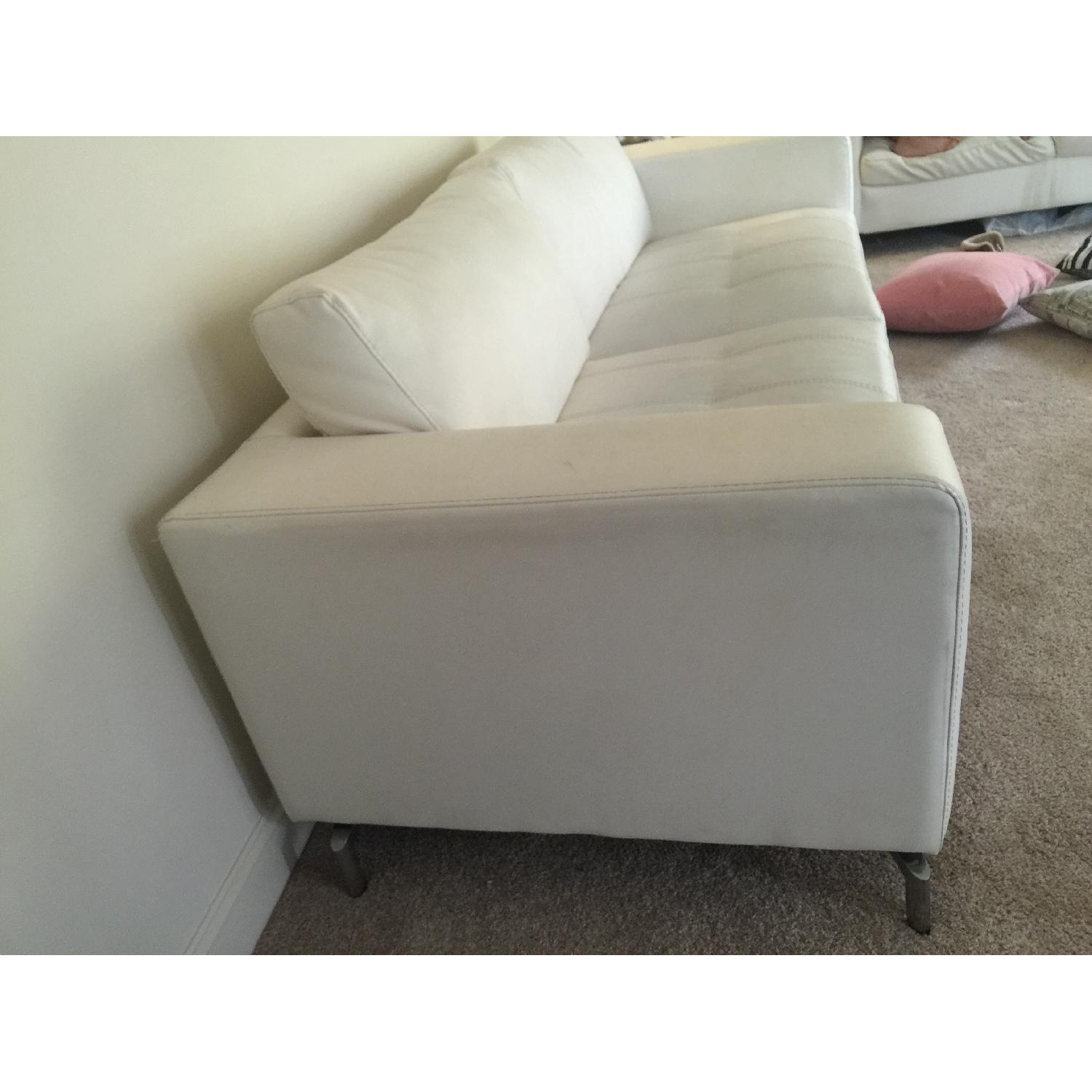 White Leather Sofa + Loveseat - image-2