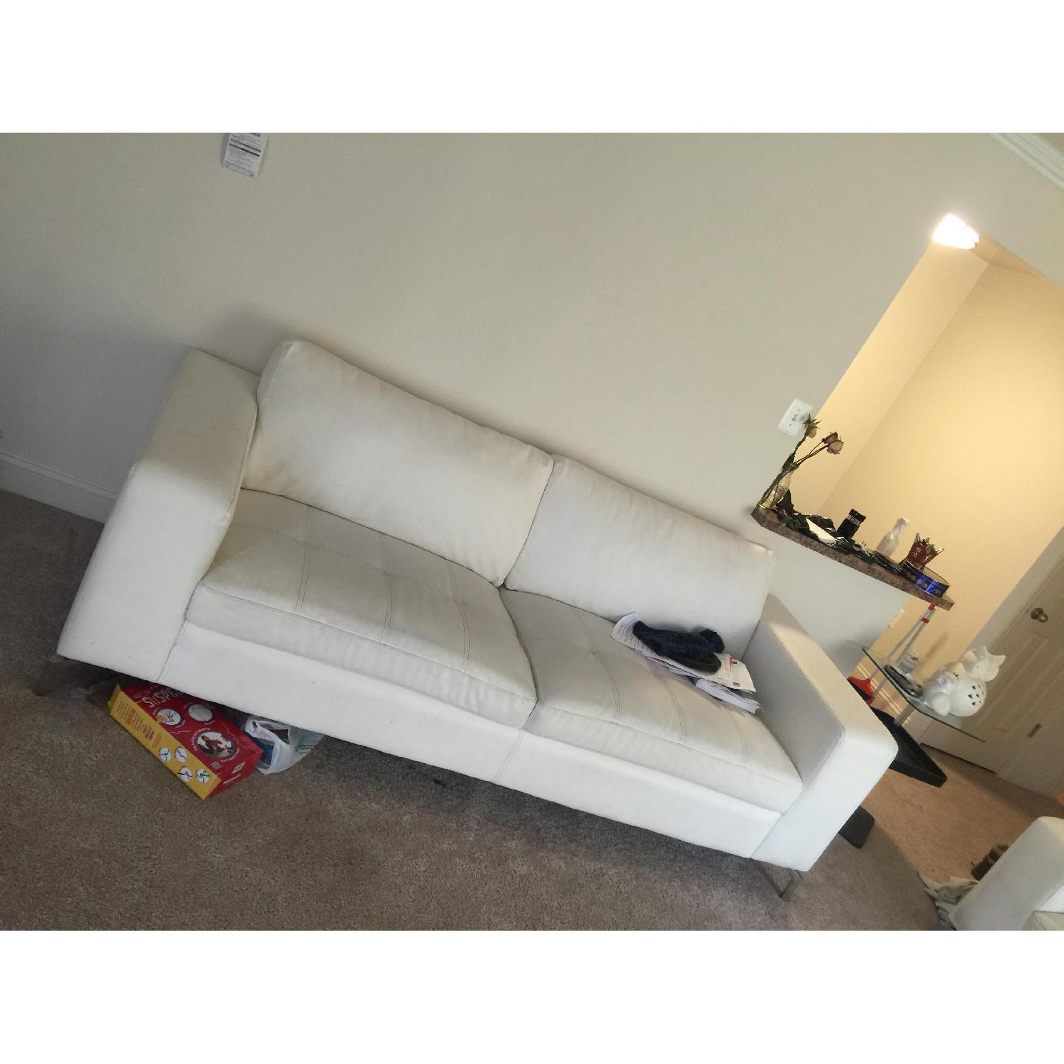 White Leather Sofa + Loveseat - image-5