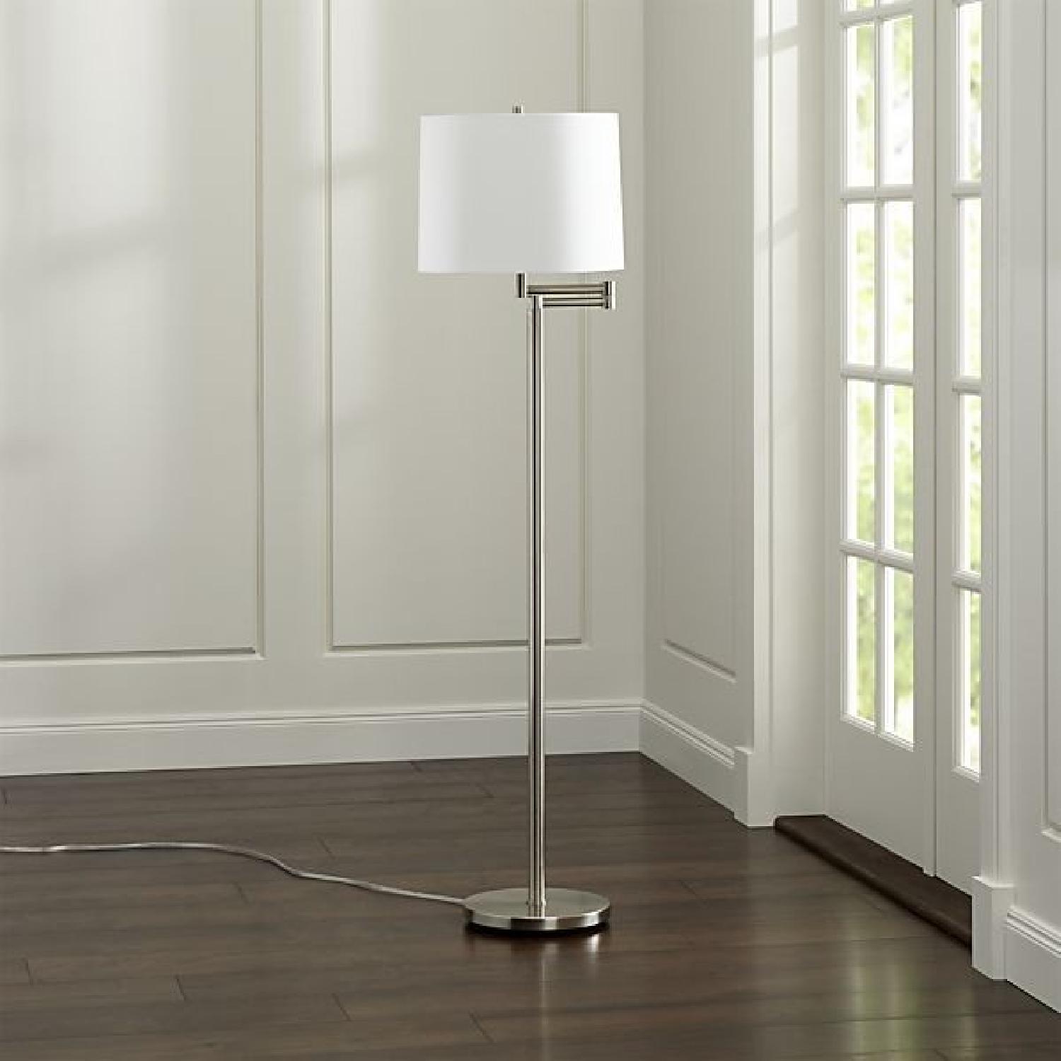 Crate & Barrel Metro Nickel II Lamp w/ Shade - image-1