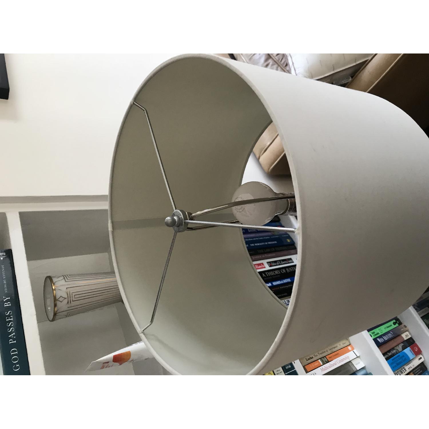 Crate & Barrel Metro Nickel II Lamp w/ Shade - image-3