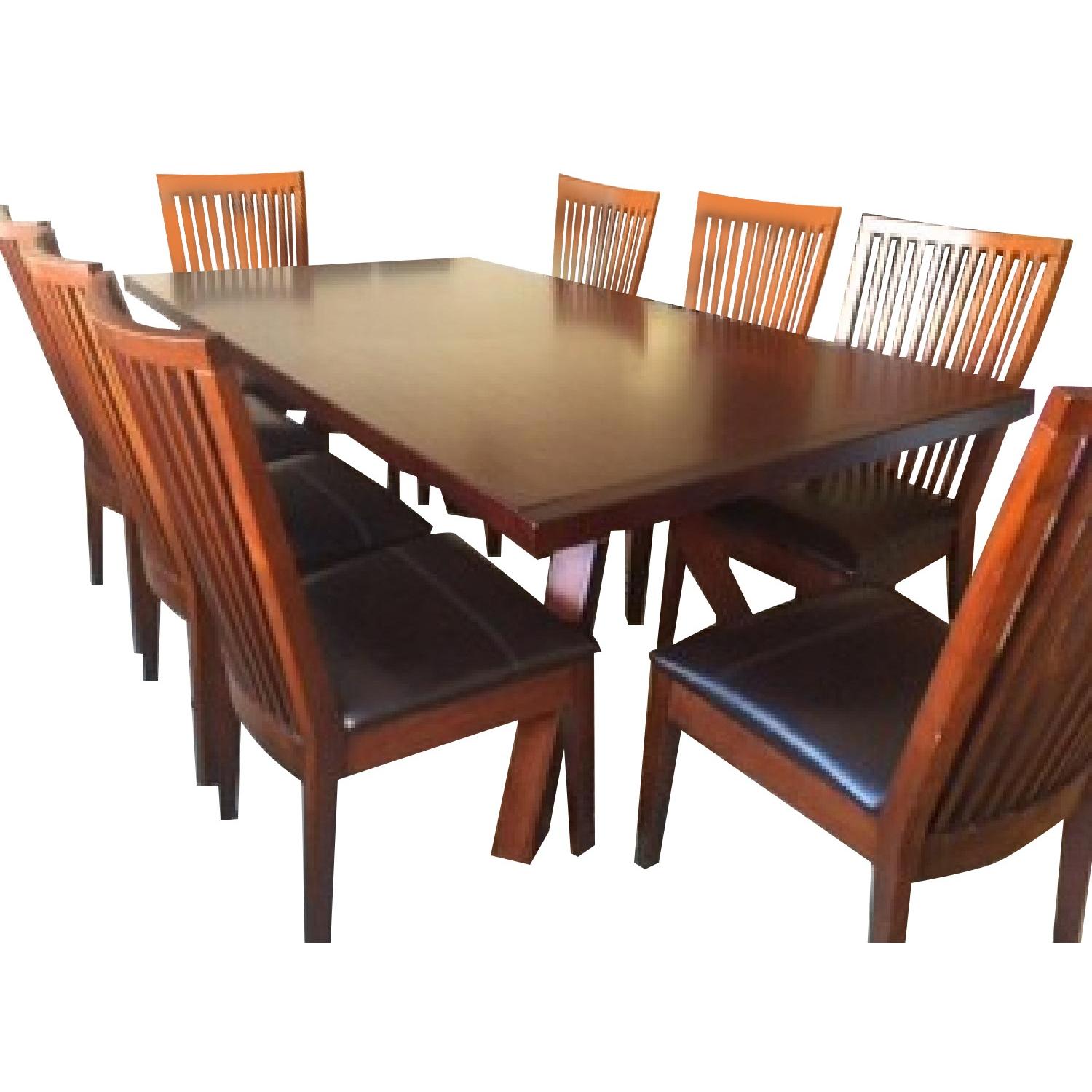 Solid Wood Table w/ 8 Chairs - AptDeco