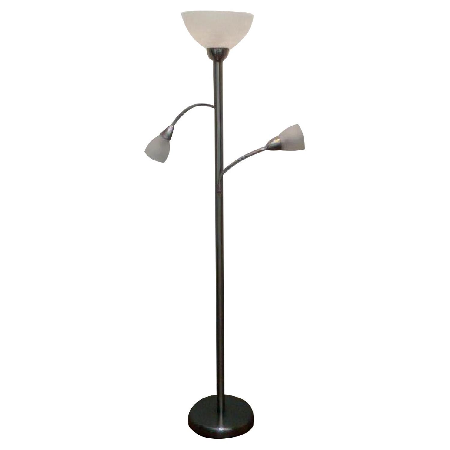 Lamps Plus Torchiere Floor Lamp w/ 2 Gooseneck Side Lamps - image-0