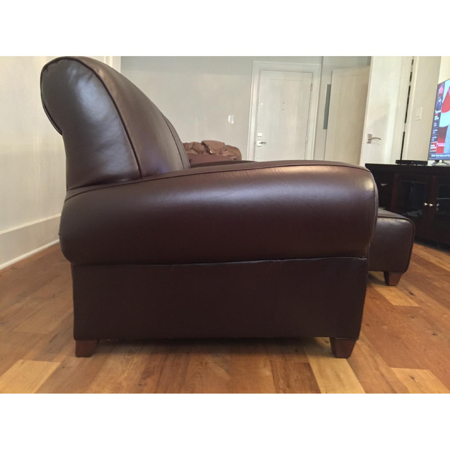 Pottery Barn Manhattan Leather Sleeper Sofa w/ Ottoman - image-2