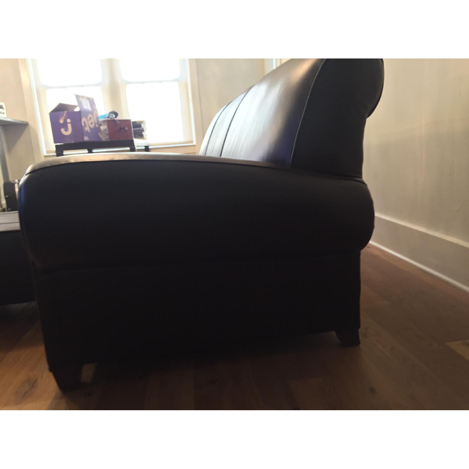 Pottery Barn Manhattan Leather Sleeper Sofa w/ Ottoman - image-3
