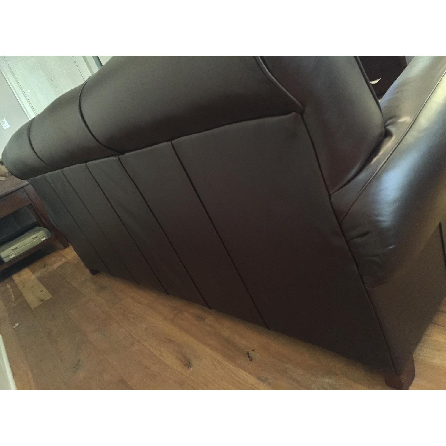 Pottery Barn Manhattan Leather Sleeper Sofa w/ Ottoman - image-4