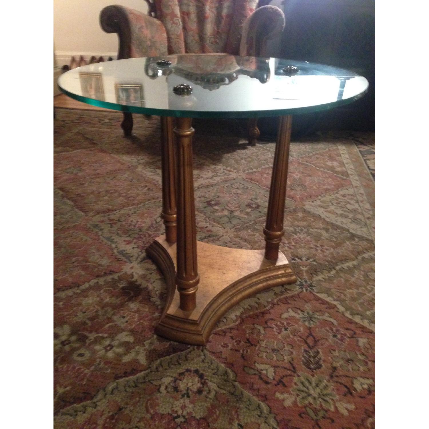 Antique Gold Leaf Circular Glass Coffee Table AptDeco