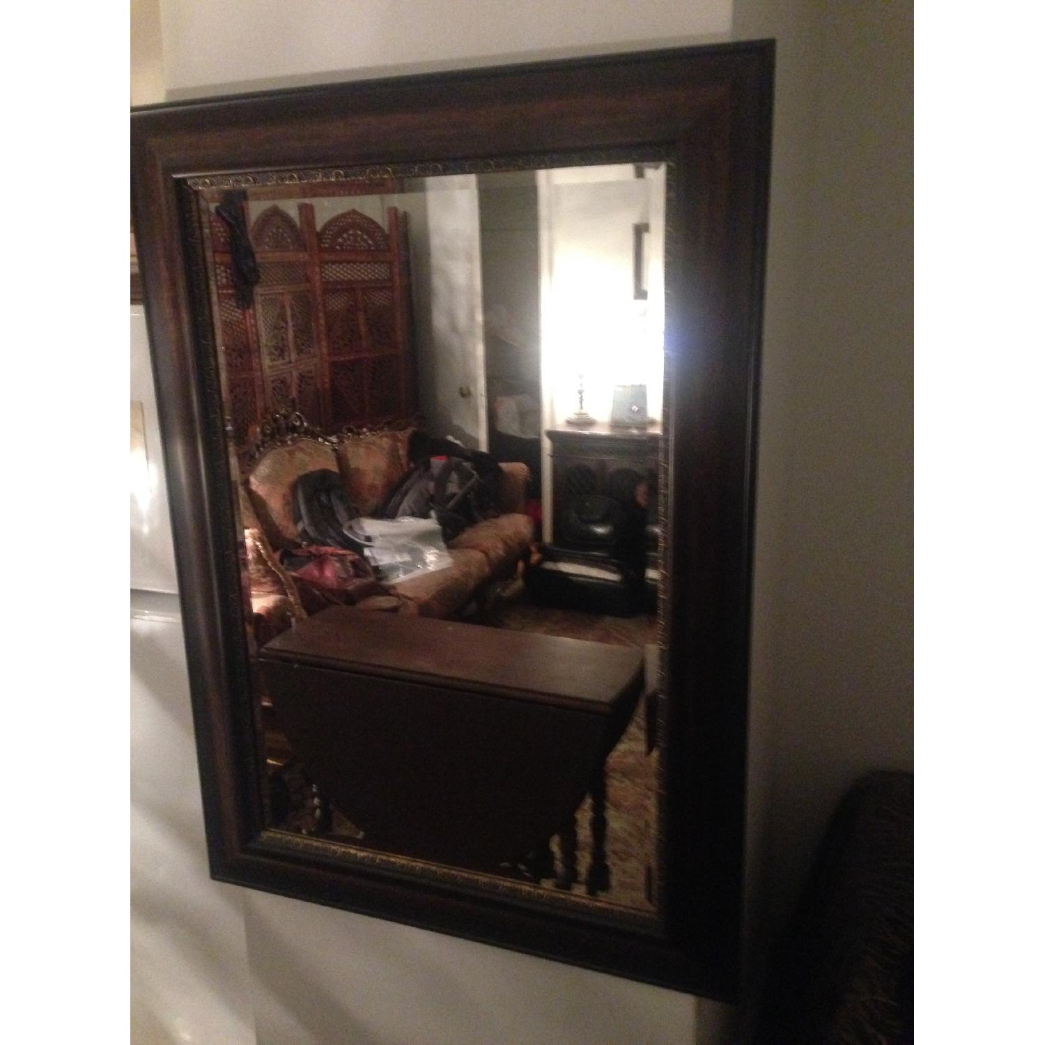Dark Wood Framed Wall Mirror - image-1