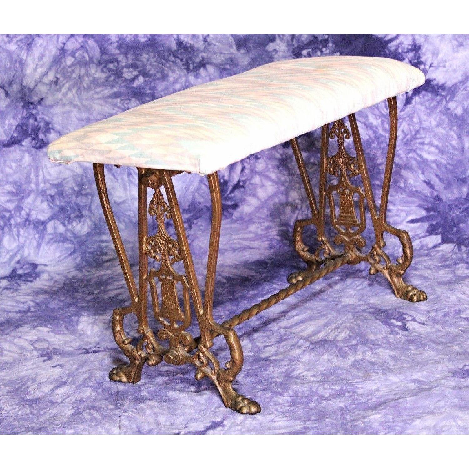 Antique Gilt Iron Bench/Vanity Stool - image-1